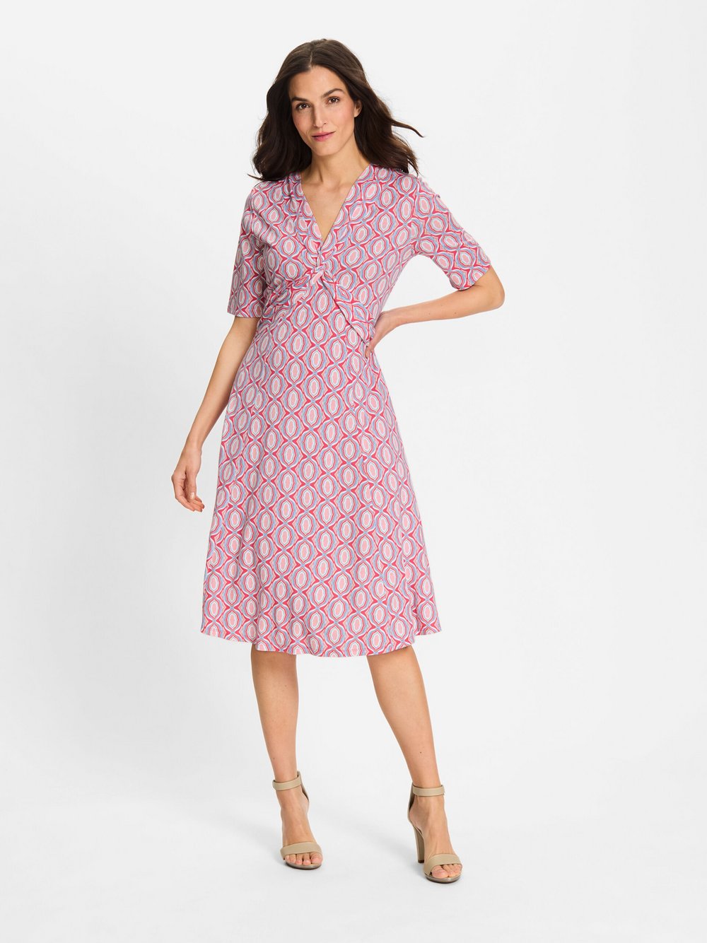 Olsen Midikleid Damen Baumwolle rosa bedruckt, 42