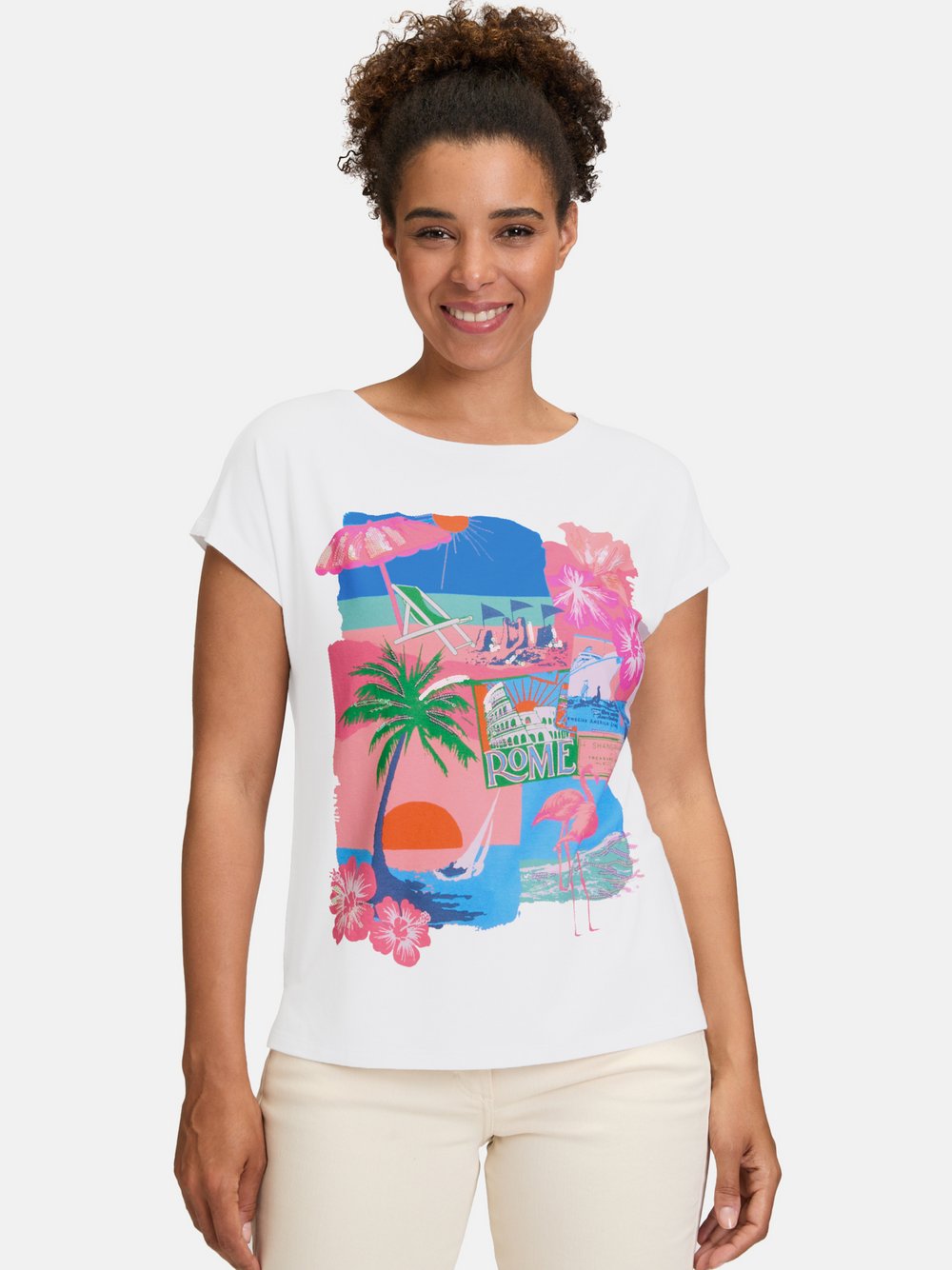 Betty Barclay Basic Shirt Damen Viskose weiß bedruckt, 38
