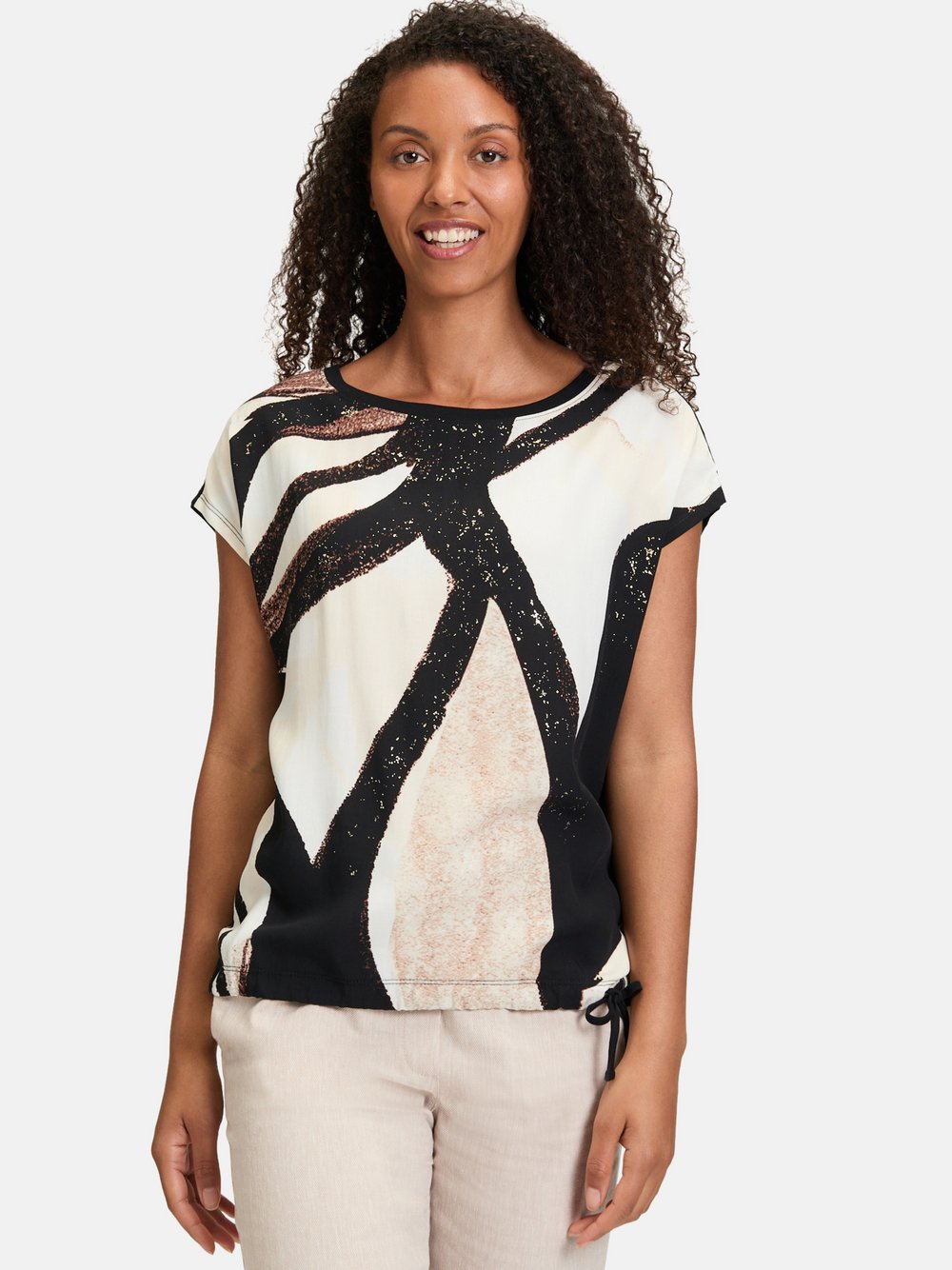Betty & Co Casual-Shirt Damen Baumwolle schwarz gemustert, L