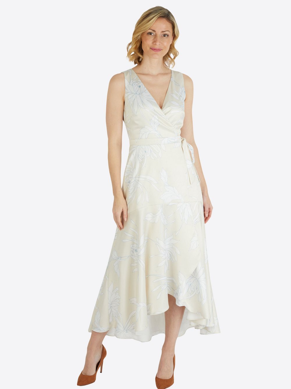 Kleo Abendkleid Damen beige gemustert, 34