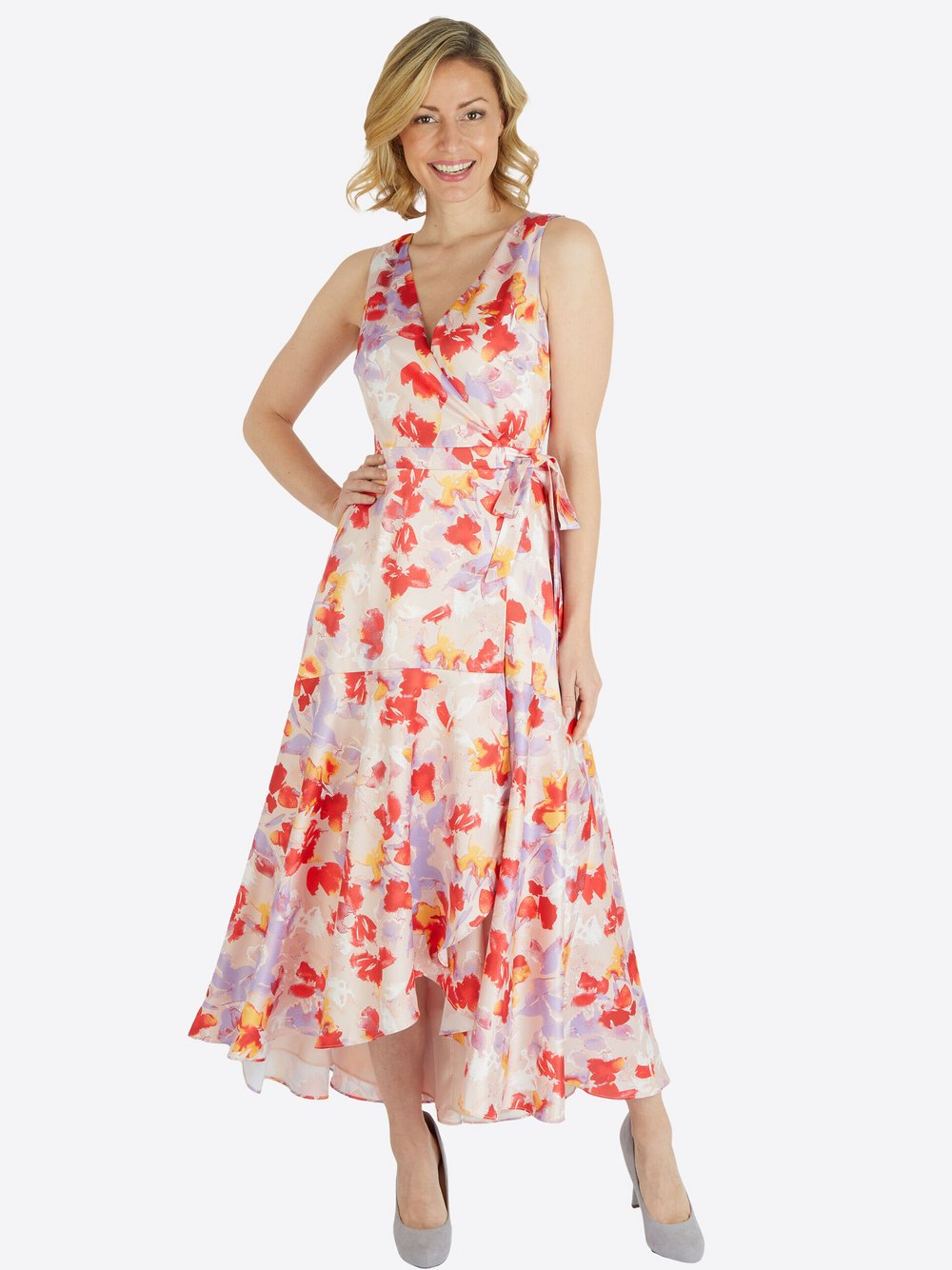 Thumbnail - Kleo Abendkleid Damen rot gemustert, 46