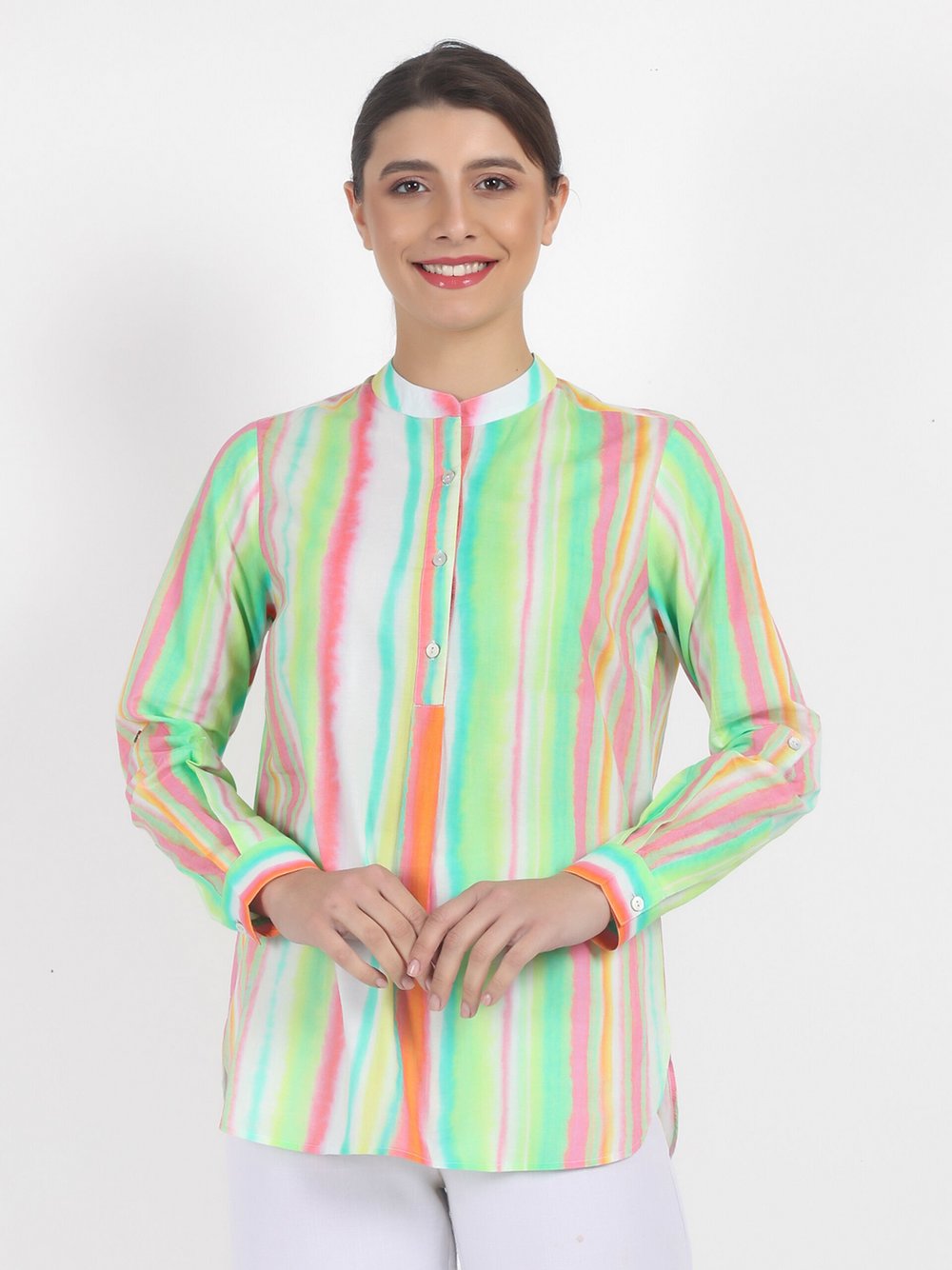 Vicci Germany Bluse Damen Baumwolle mehrfarbig gestreift, 36