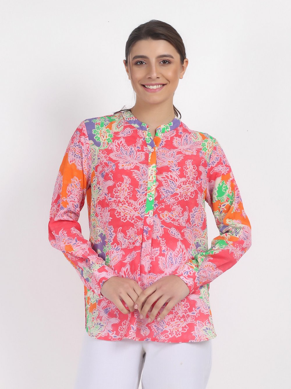 Thumbnail - Vicci Germany Bluse Damen Baumwolle rosa gemustert, 40