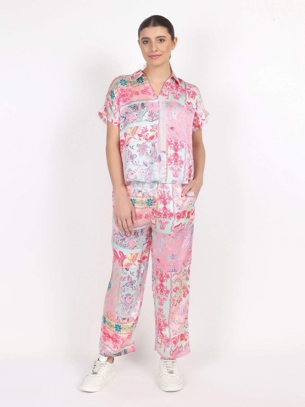 Thumbnail - Vicci Germany Bluse Damen Viskose rosa gemustert, 44