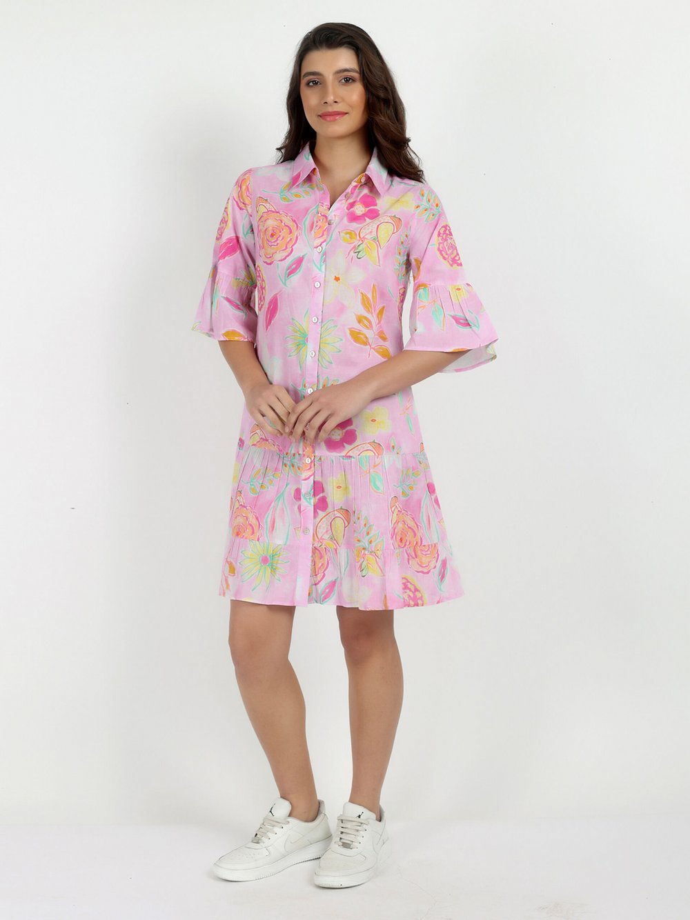 Vicci Germany Sommerkleid Damen Baumwolle rosa gemustert, 42