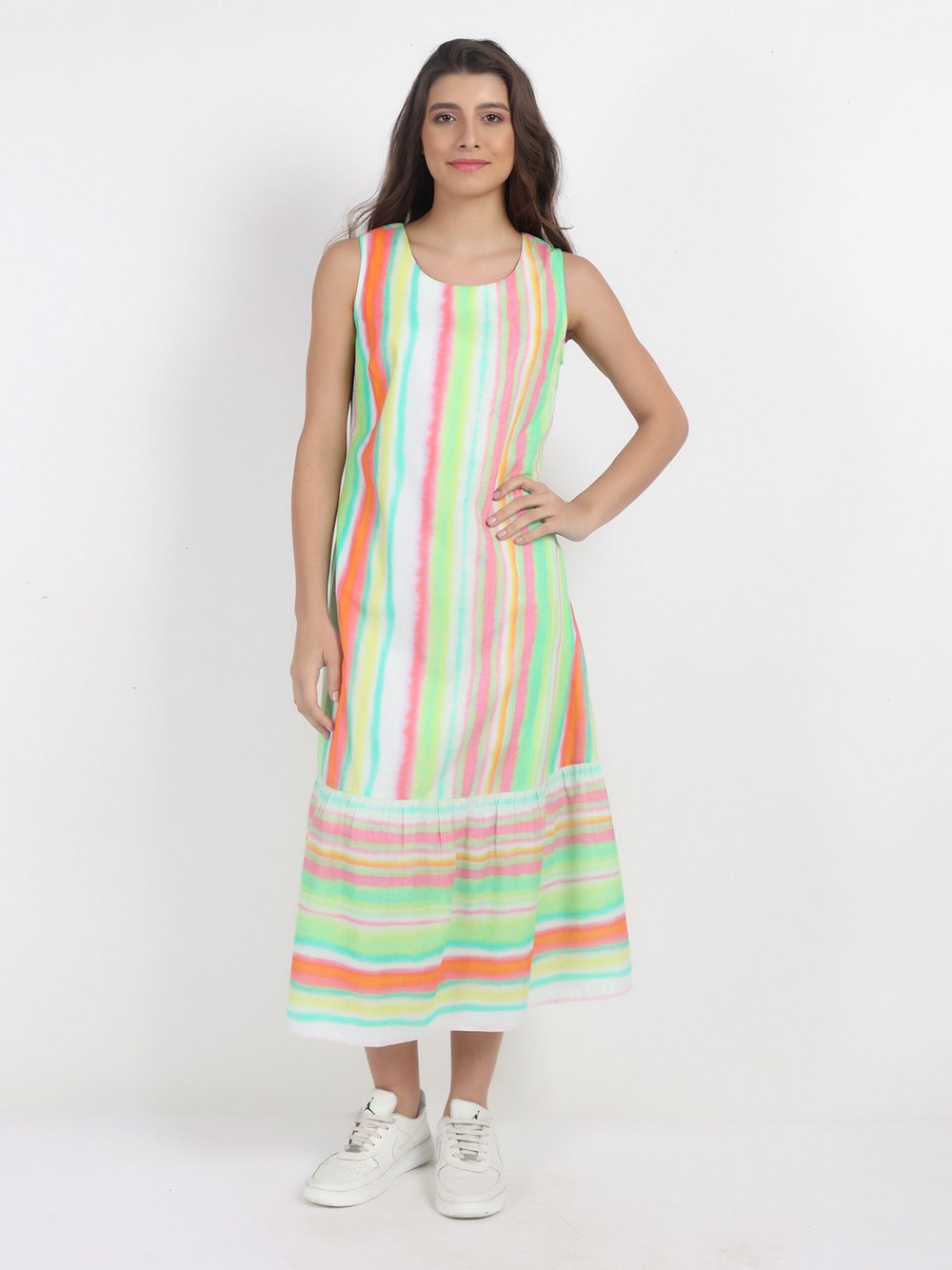 Vicci Germany Maxikleid Damen Baumwolle mehrfarbig gestreift, 36