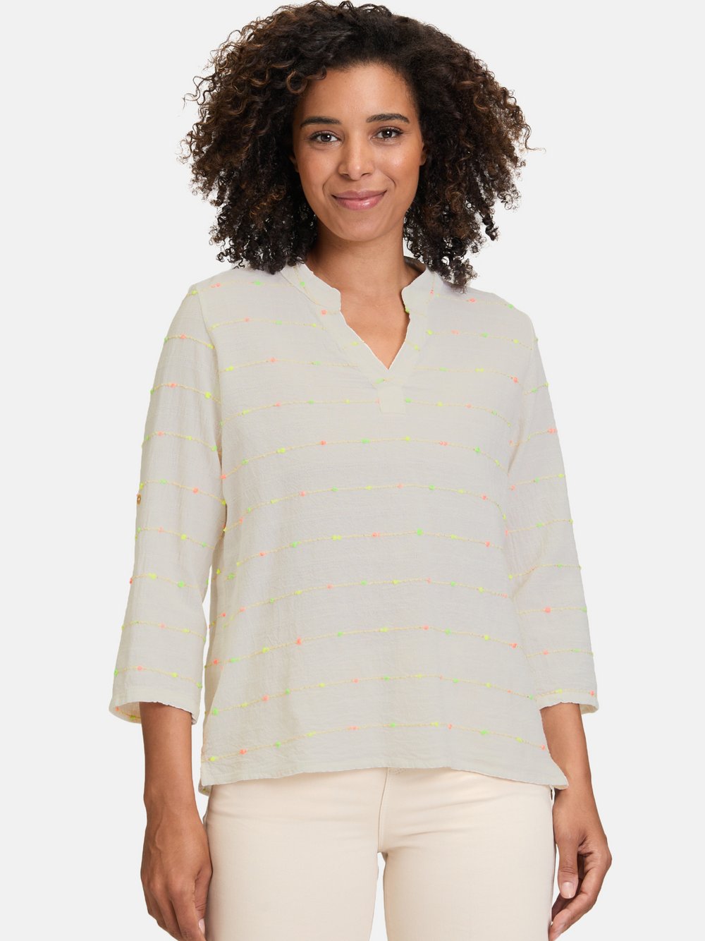 Cartoon Casual-Bluse Damen Baumwolle weiß gestreift, 46