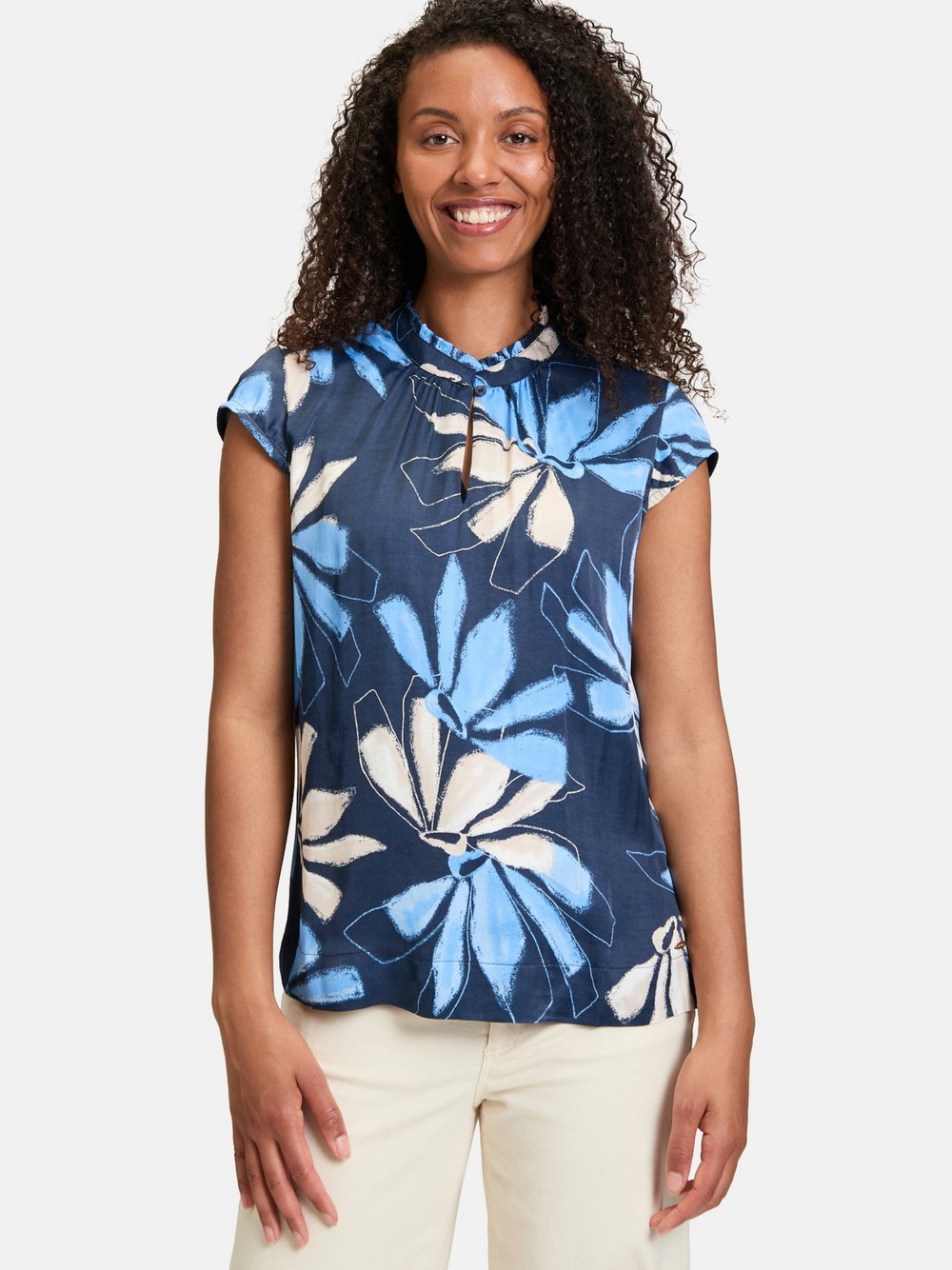 Betty & Co Schlupfbluse Damen Viskose blau gemustert, 38