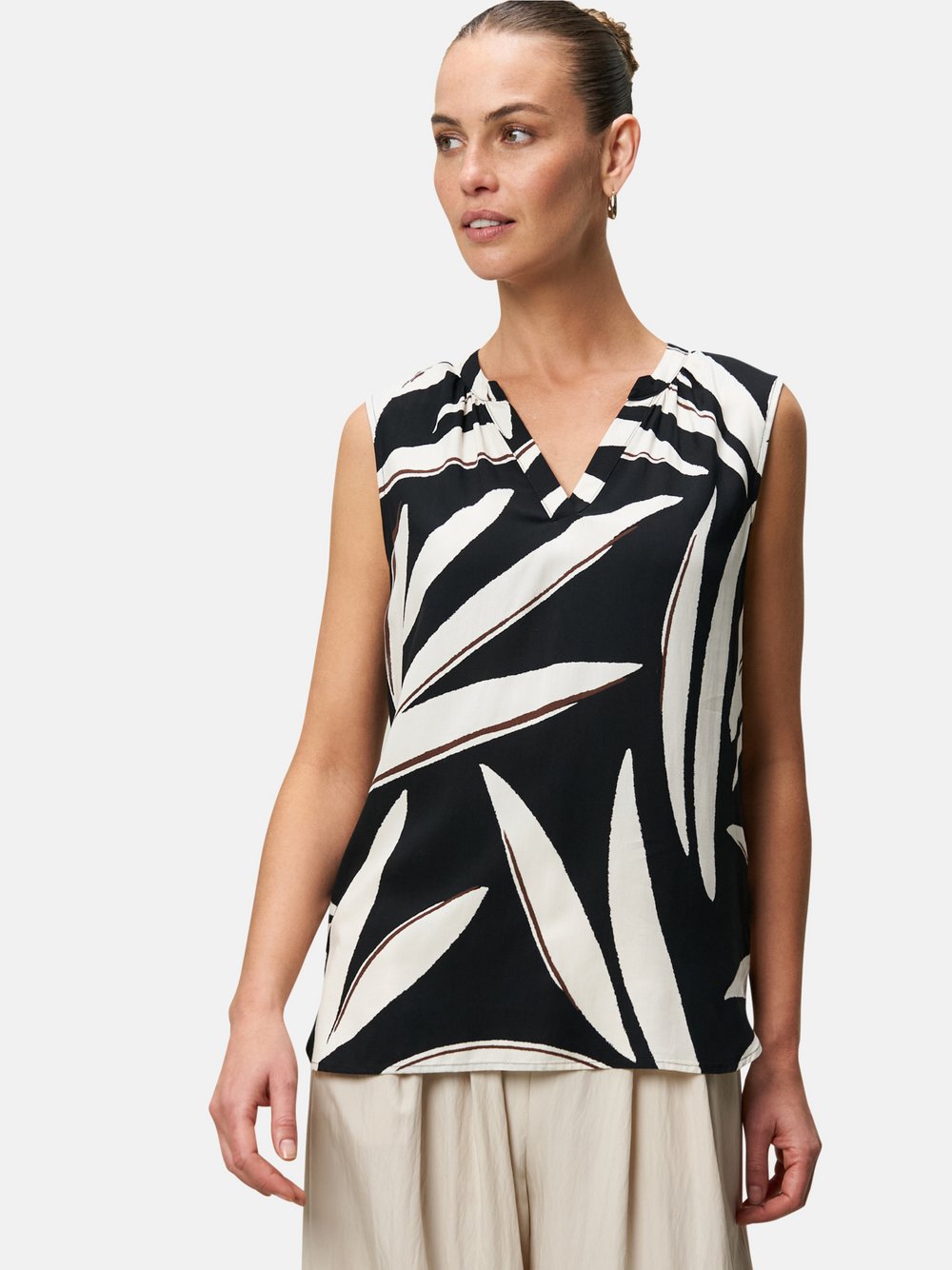 zero Blusentop Damen Viskose schwarz gemustert, 42