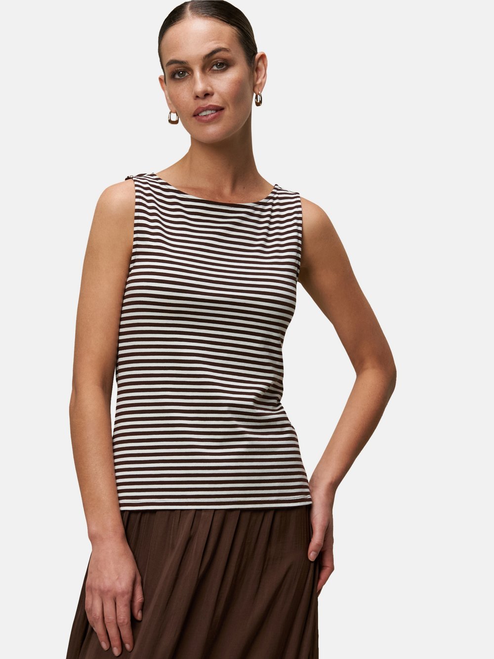 zero Streifentop Damen Modal braun gestreift, 38