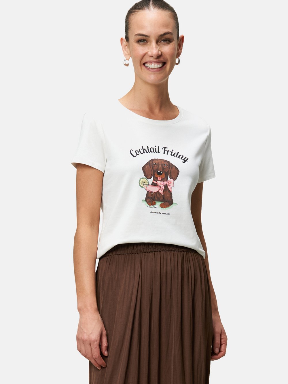 zero Shirt Damen Baumwolle weiß bedruckt, 34