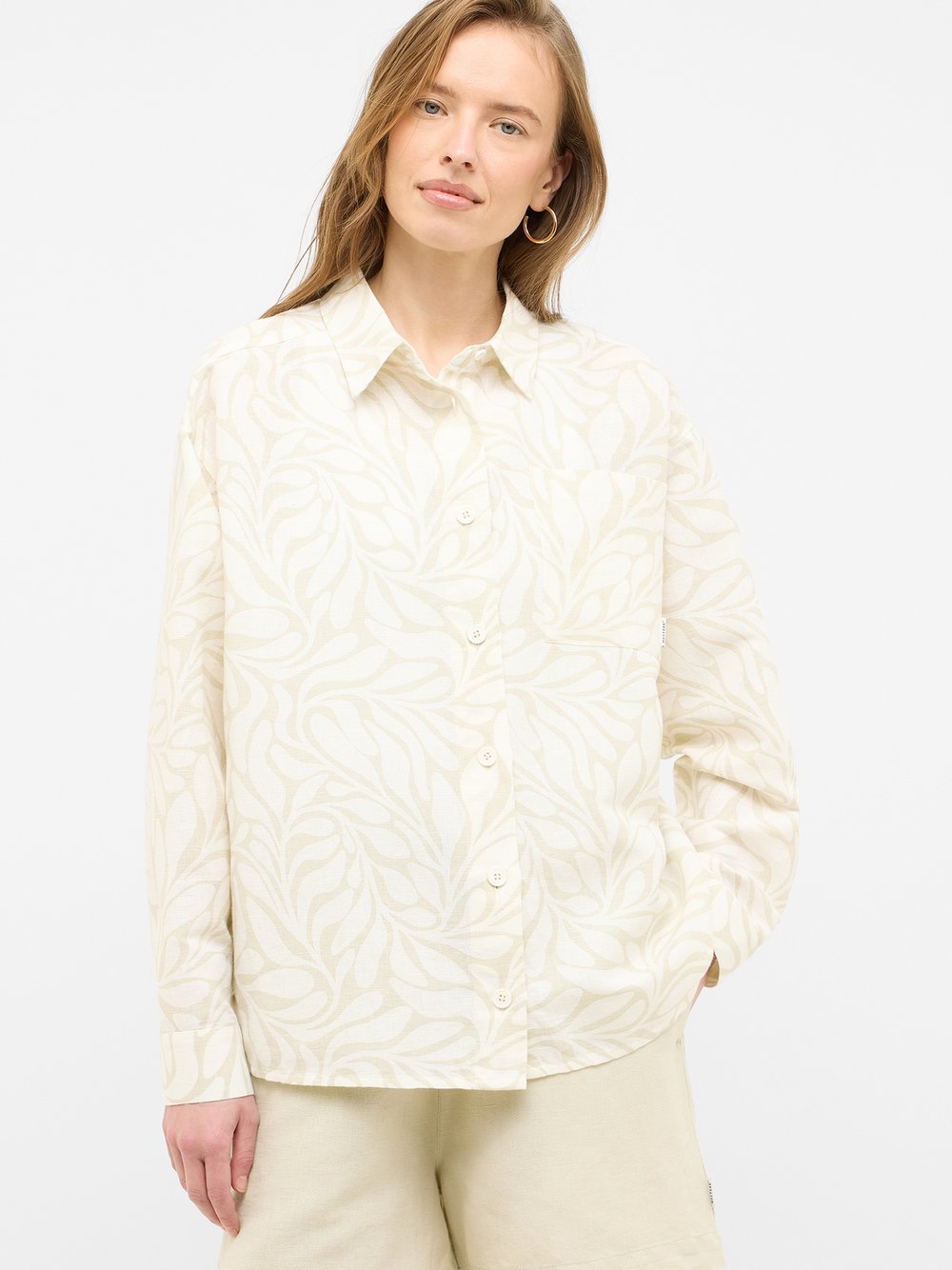 Mustang Bluse Damen Baumwolle beige gemustert, 38