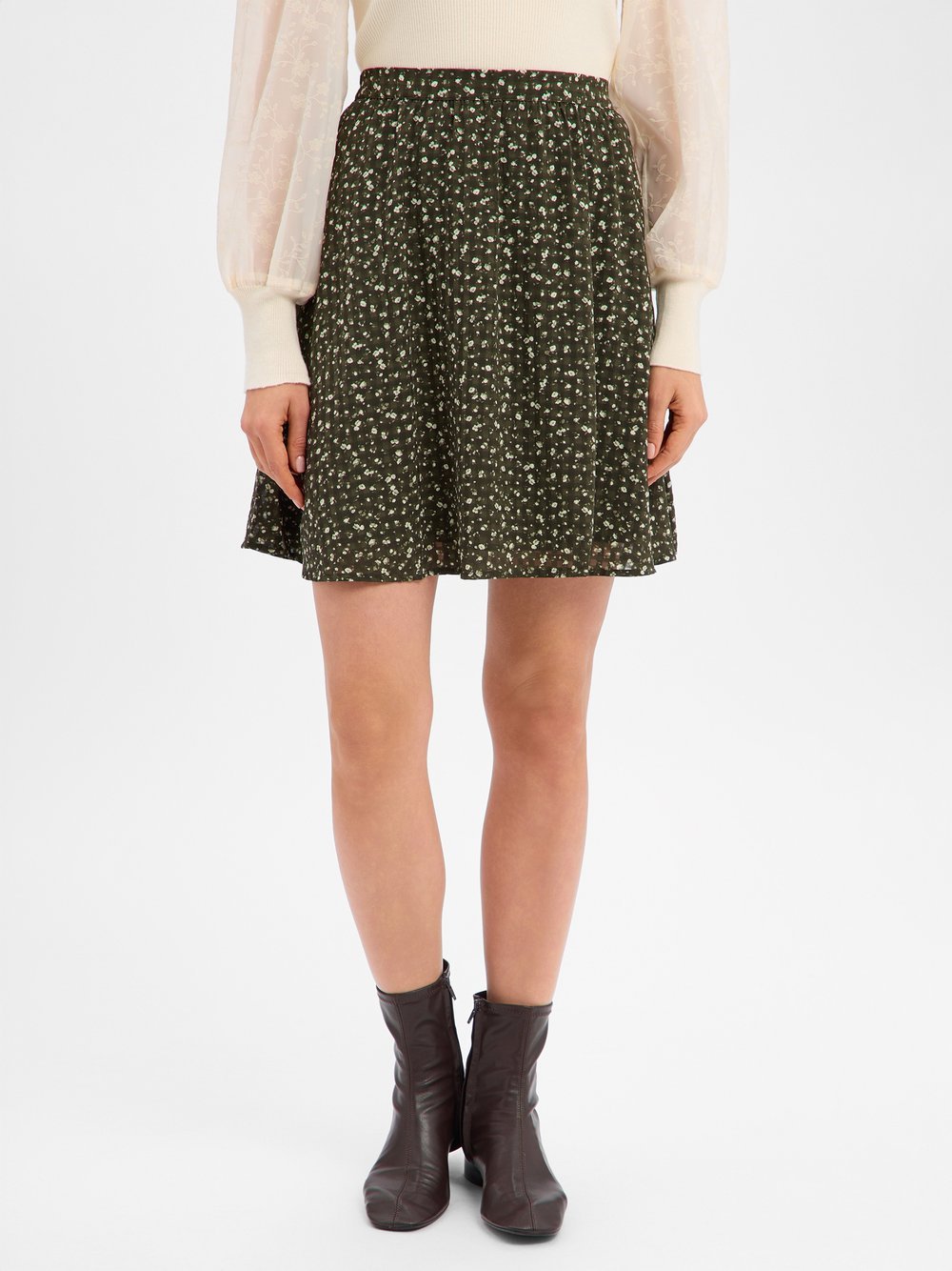 Msch Copenhagen Minirock Damen grün gemustert, XS