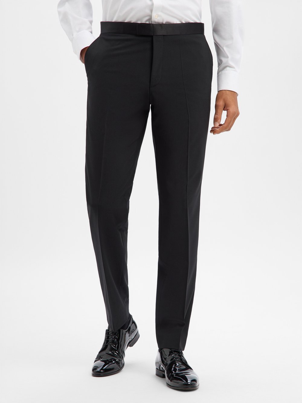 BOSS Baukasten-Hose mit Schurwoll-Anteil Herren Regular Fit Schurwolle schwarz, 26