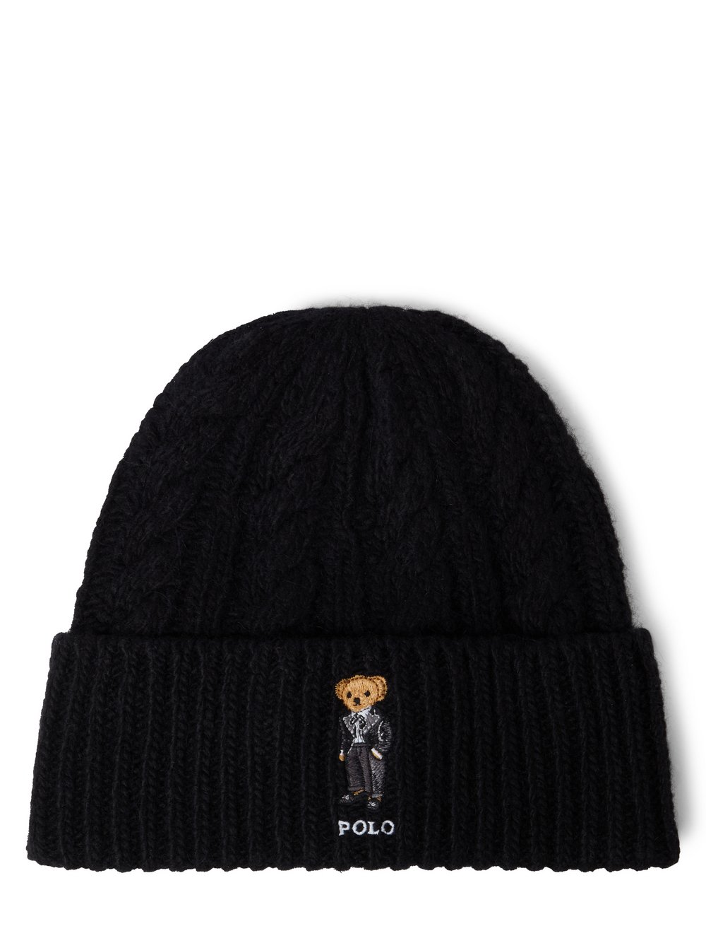 Polo Ralph Lauren Wollmütze mit Alpaka und Leinen Damen Wolle schwarz, ONE SIZE