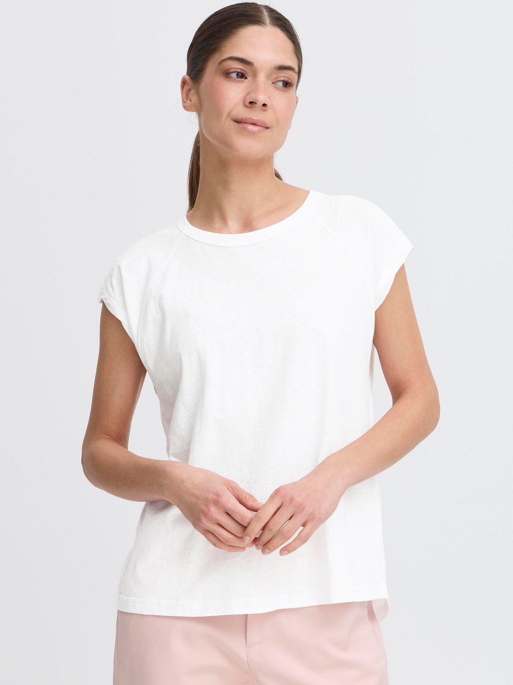 Thumbnail - PULZ Jeans Rundhalsshirt Damen Baumwolle weiß, S