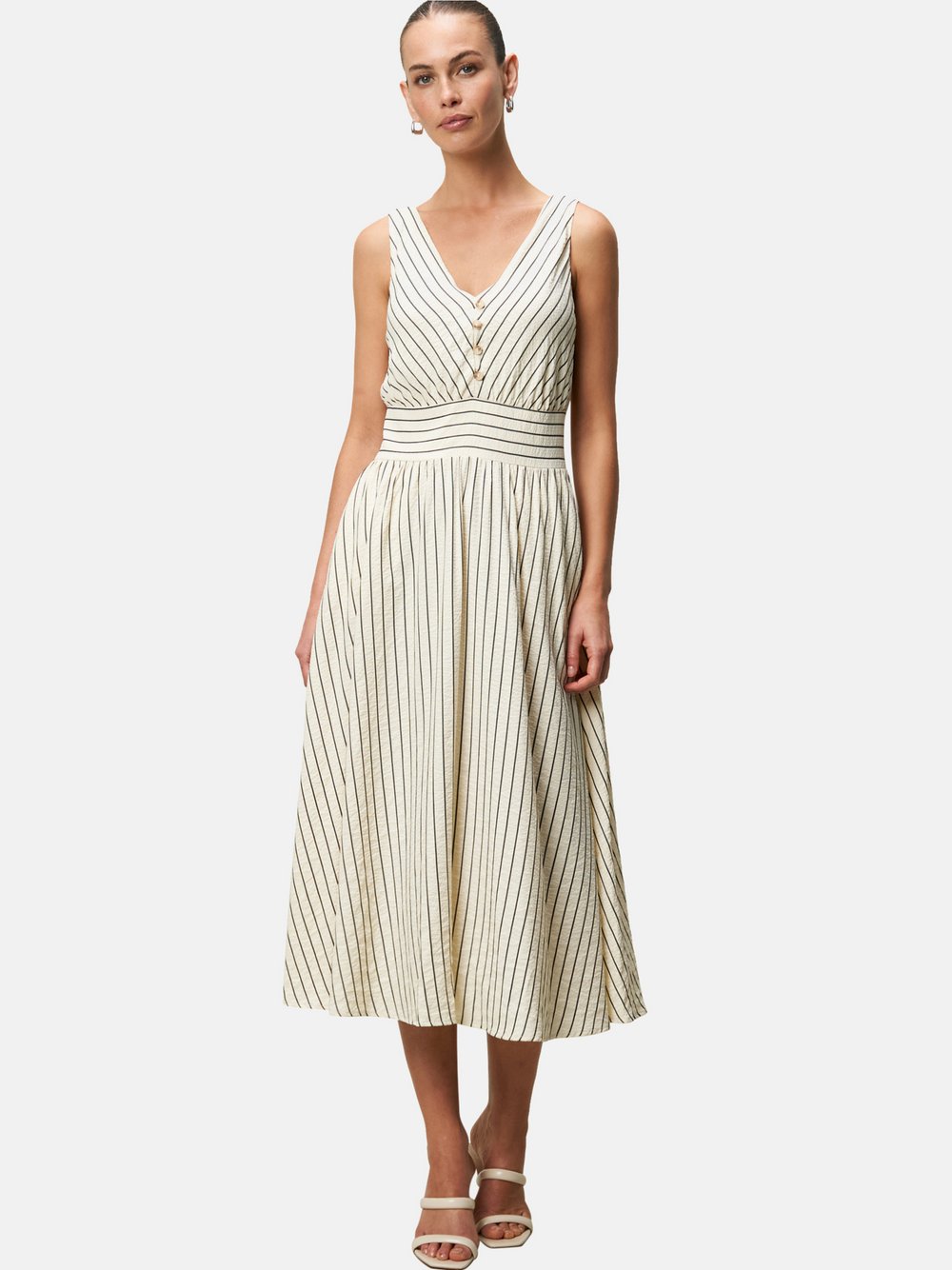 zero Midikleid Damen beige gestreift, 34