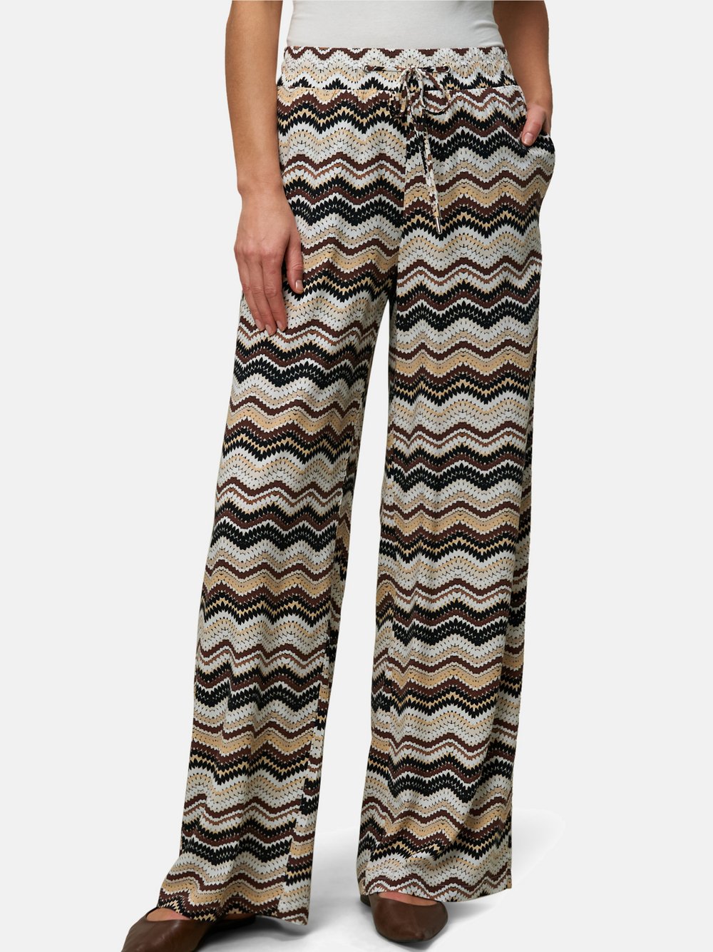 zero Hose Damen Viskose braun gemustert, 34