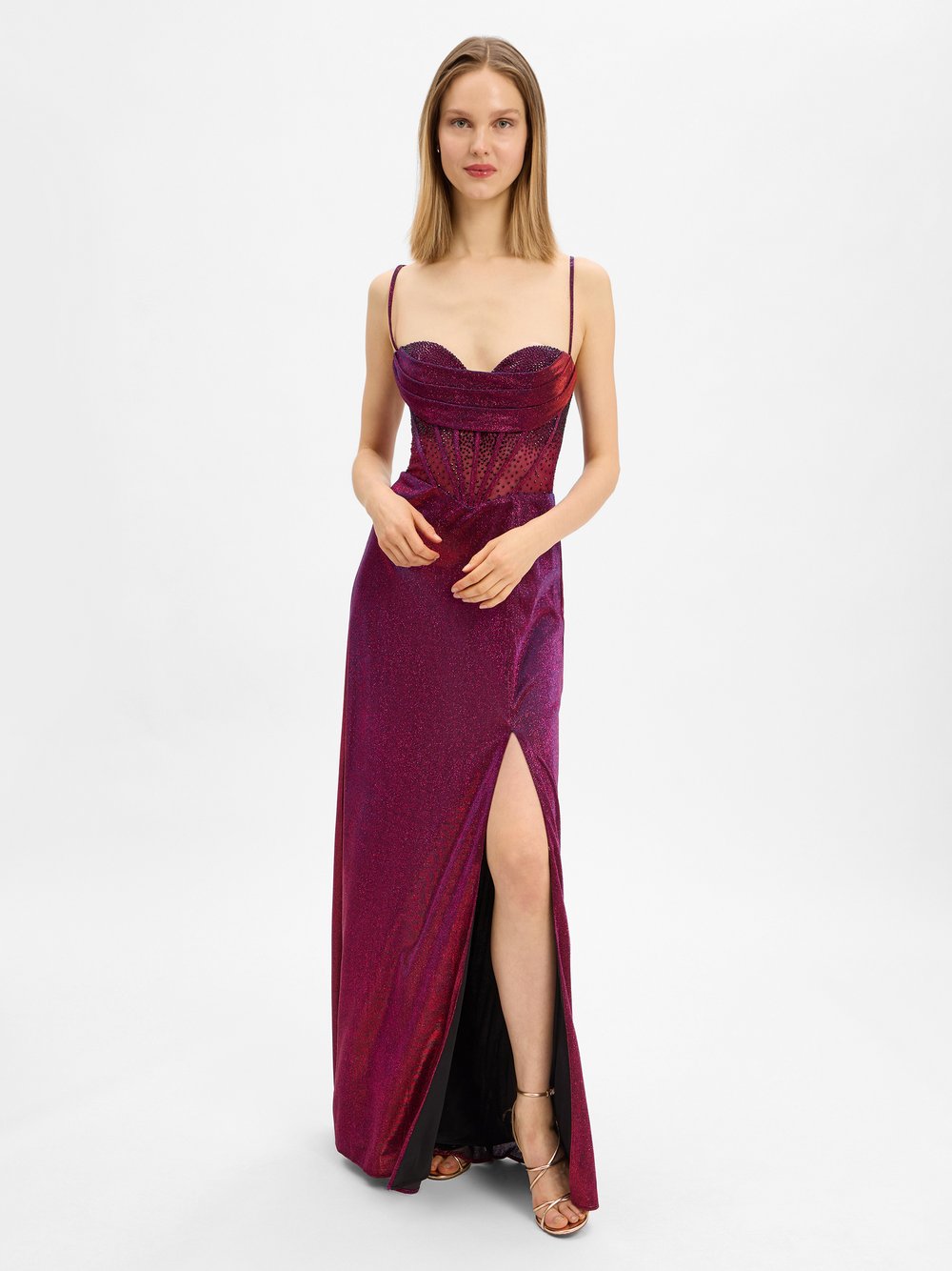 Unique Abendkleid Damen Mesh mehrfarbig, 42