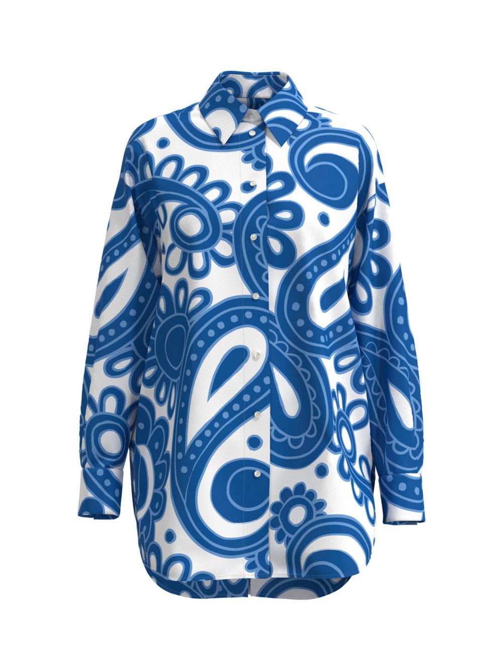 Thumbnail - Seidensticker Longbluse Damen Baumwolle blau gemustert, 40