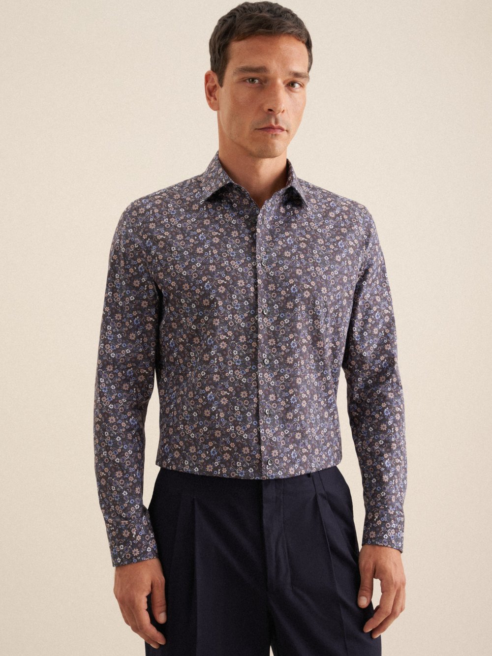 Seidensticker Business Hemd Herren Slim Fit Baumwolle braun gemustert, 38
