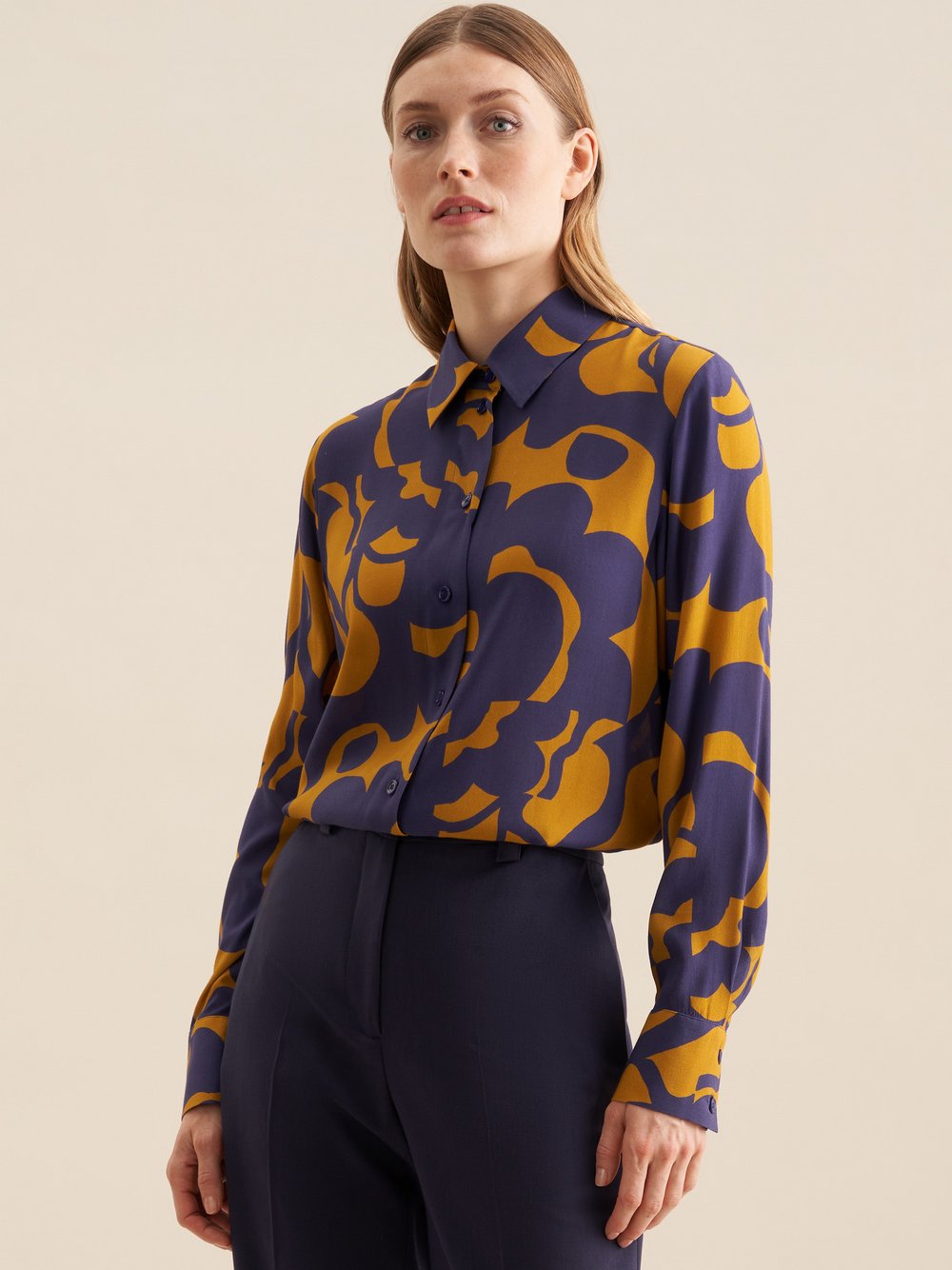 Seidensticker Hemdbluse Damen Viskose gelb gemustert, 34
