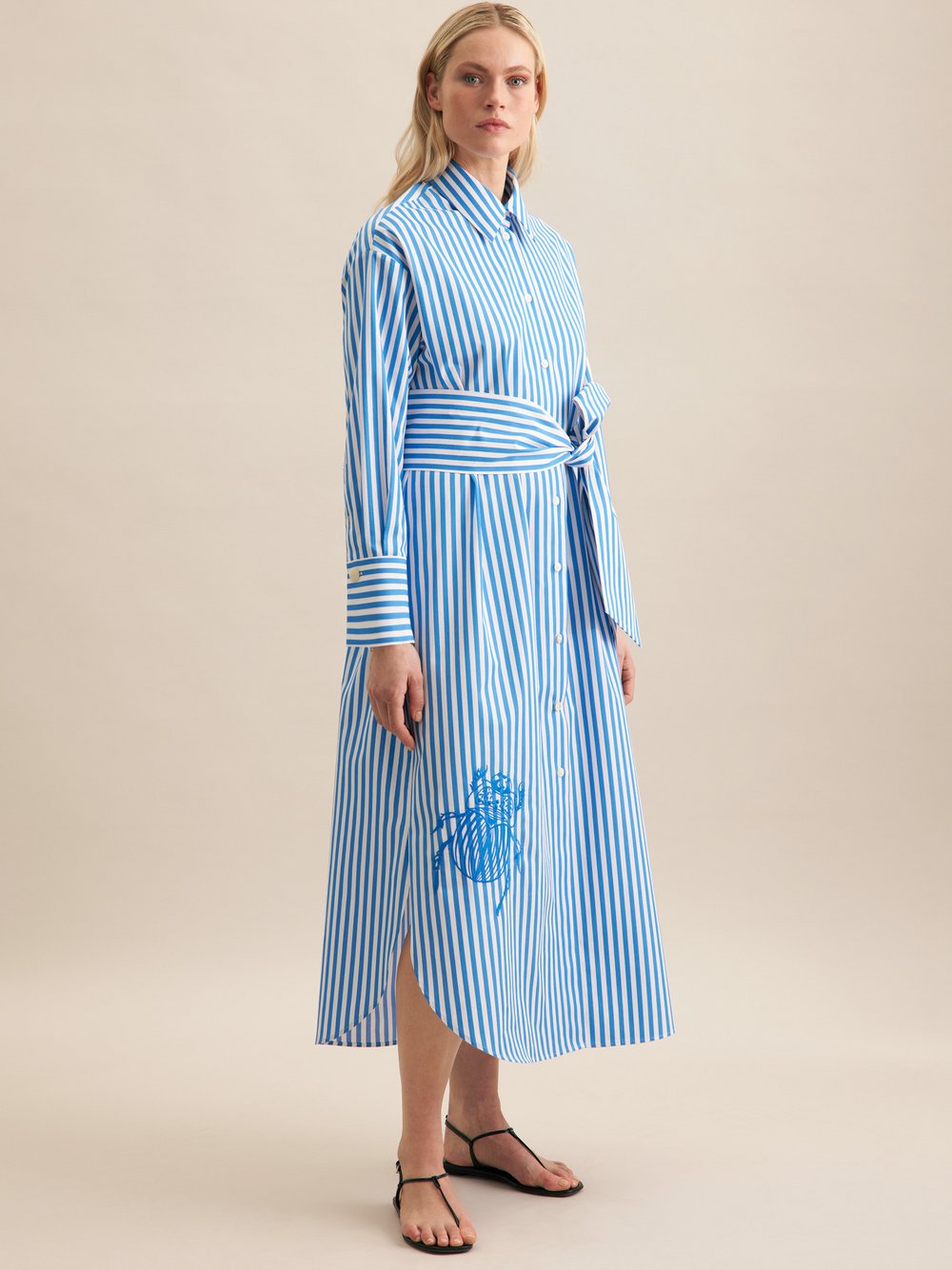 Seidensticker Kleid Damen Baumwolle blau gestreift, 40