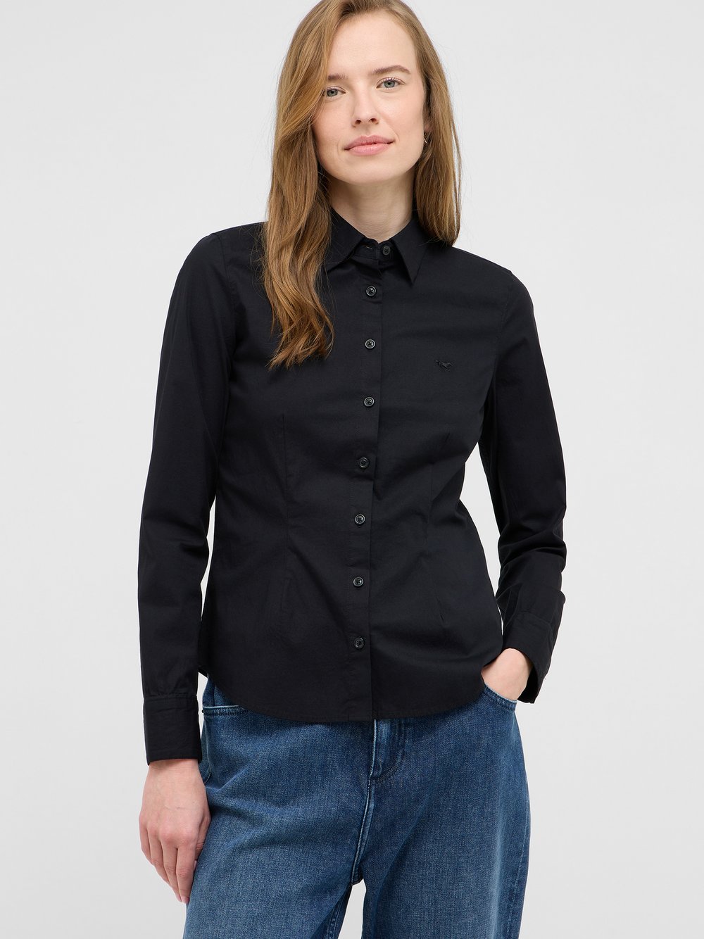 Mustang Hemdbluse Damen Baumwolle schwarz, 38