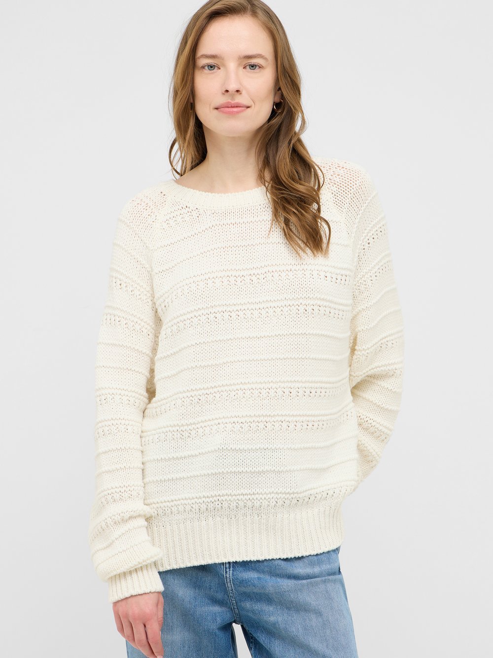 Mustang Strickpullover Damen Baumwolle weiß, XL