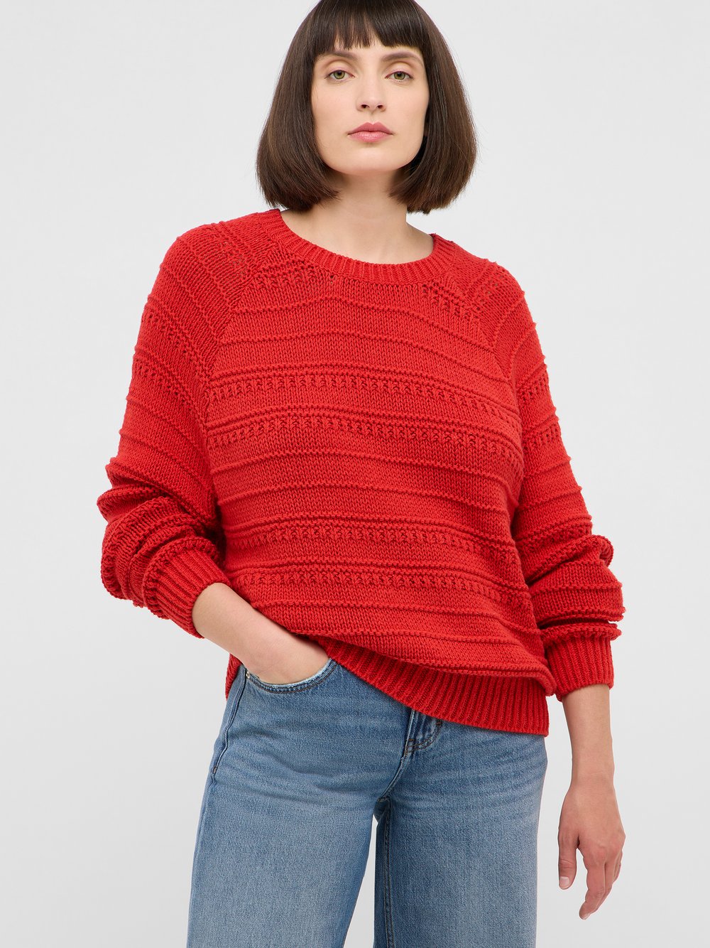 Mustang Strickpullover Damen Baumwolle rot, S