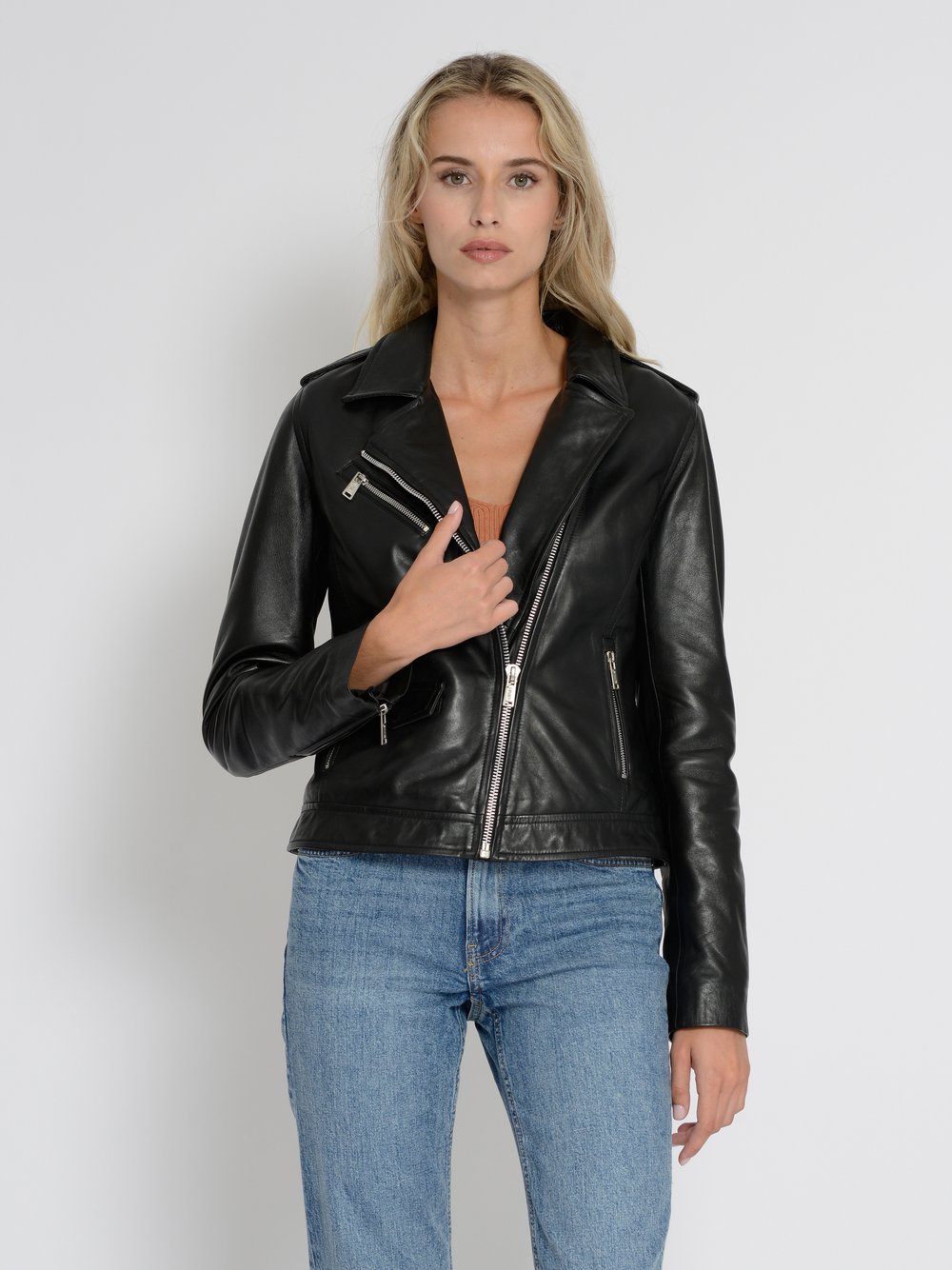 Mustang Lederjacke Damen schwarz, XL