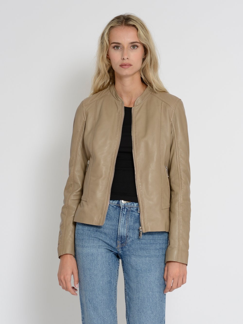 Mustang Lederjacke Damen grau, M