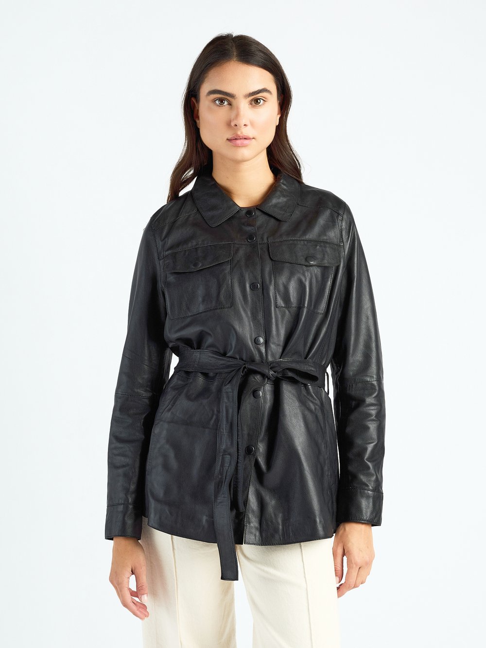 Maze Lederhemd Damen schwarz, M