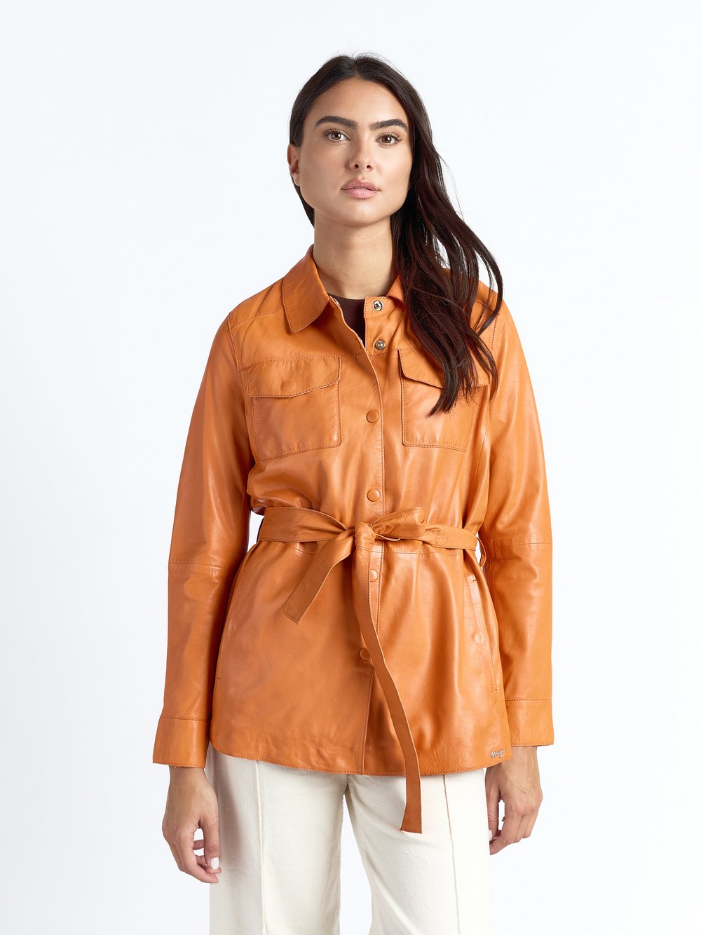 Maze Lederhemd Damen orange, L