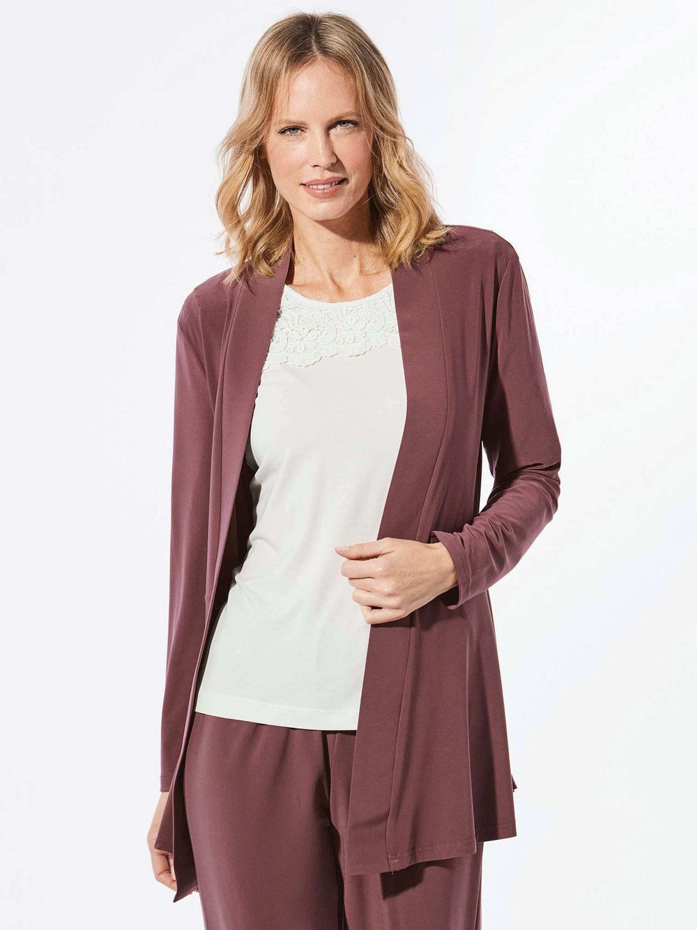 Goldner Jersey-Longjacke Damen lila, 46