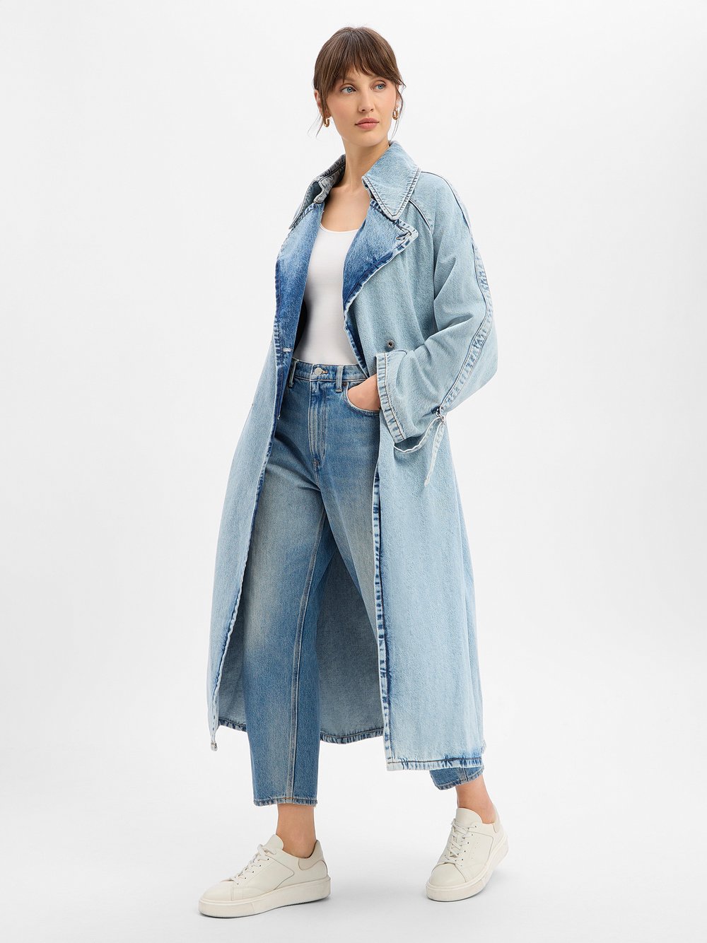 HUGO BLUE Trenchcoat Damen Jeans blau, M