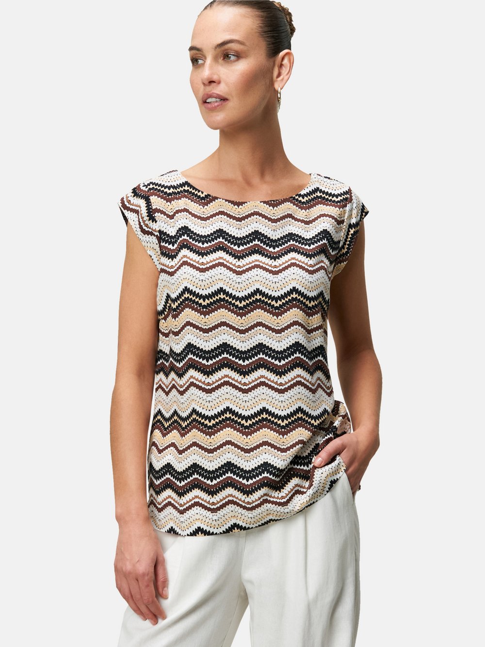 zero Bluse Damen Viskose braun gemustert, 44