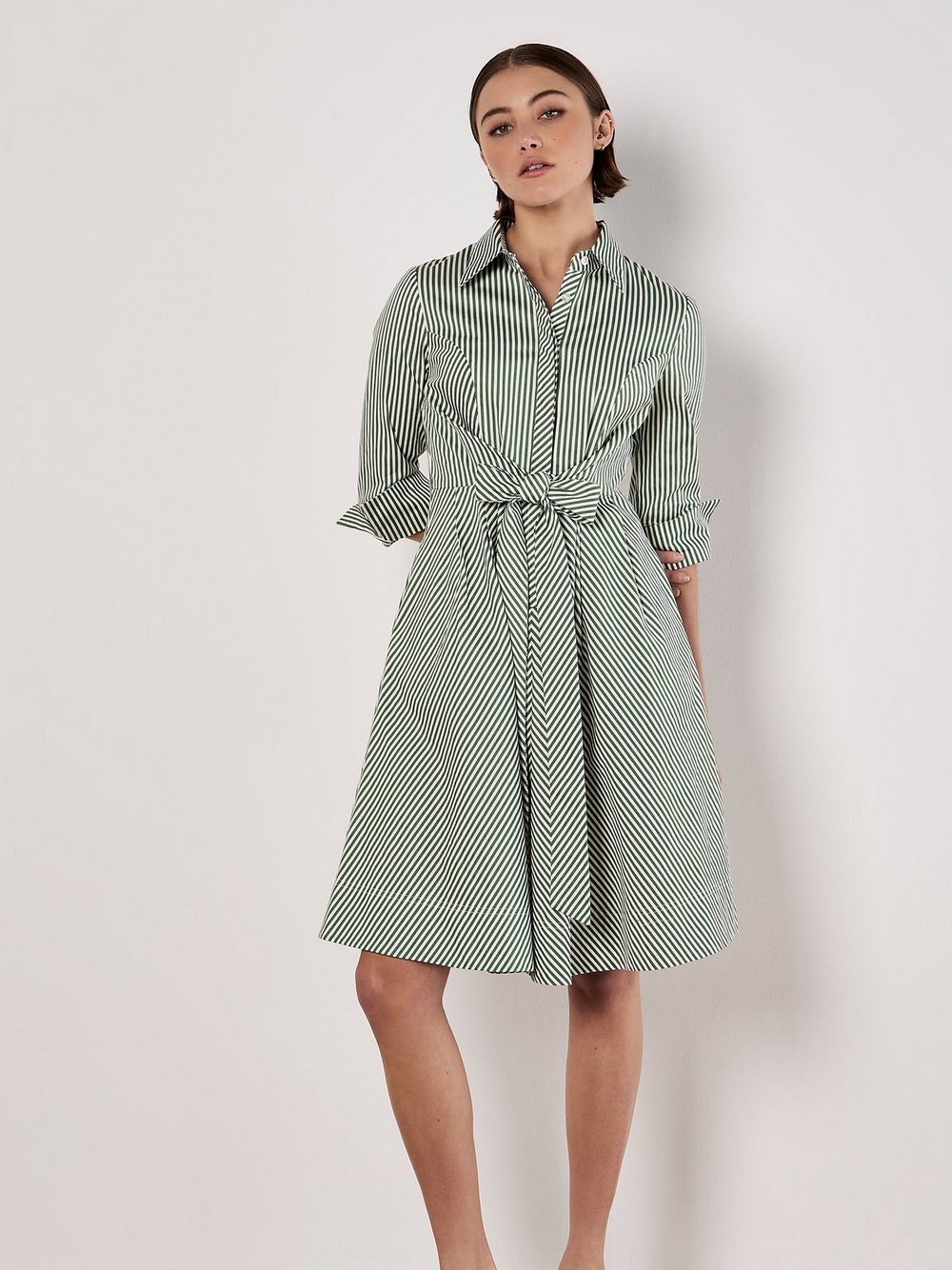 Apricot Minikleid Damen Baumwolle grün gestreift, 42