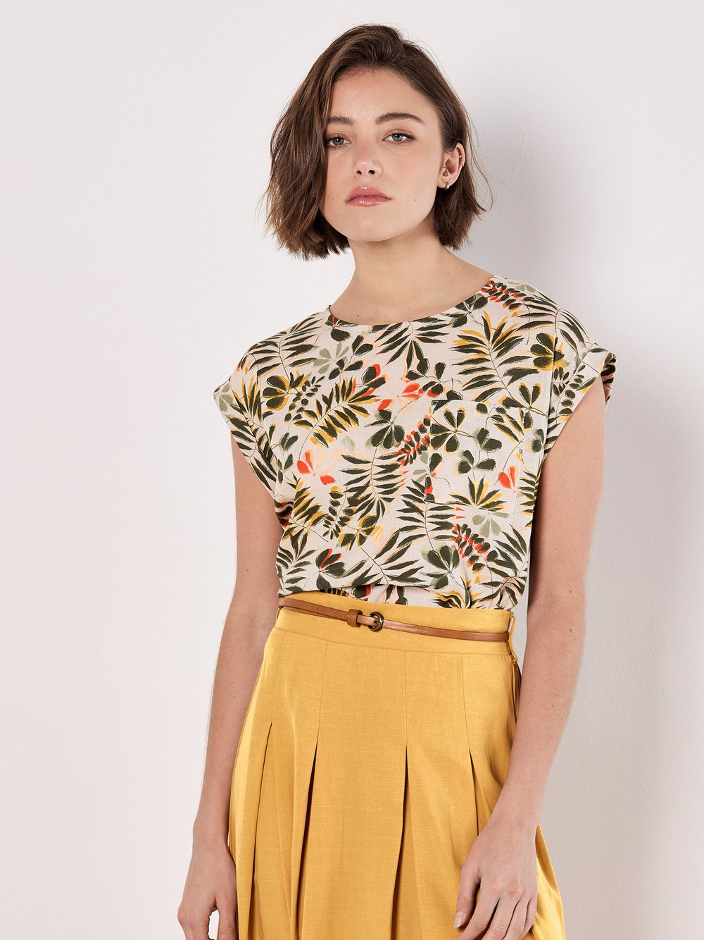 Apricot Bluse Damen Viskose beige gemustert, 42
