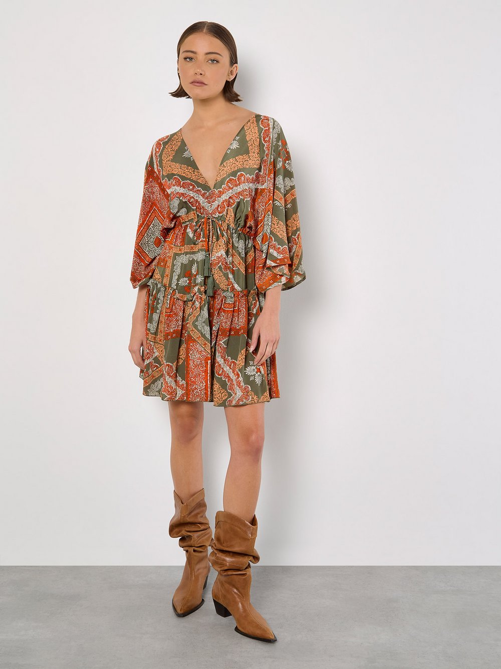 Apricot Minikleid Damen grün gemustert, 40