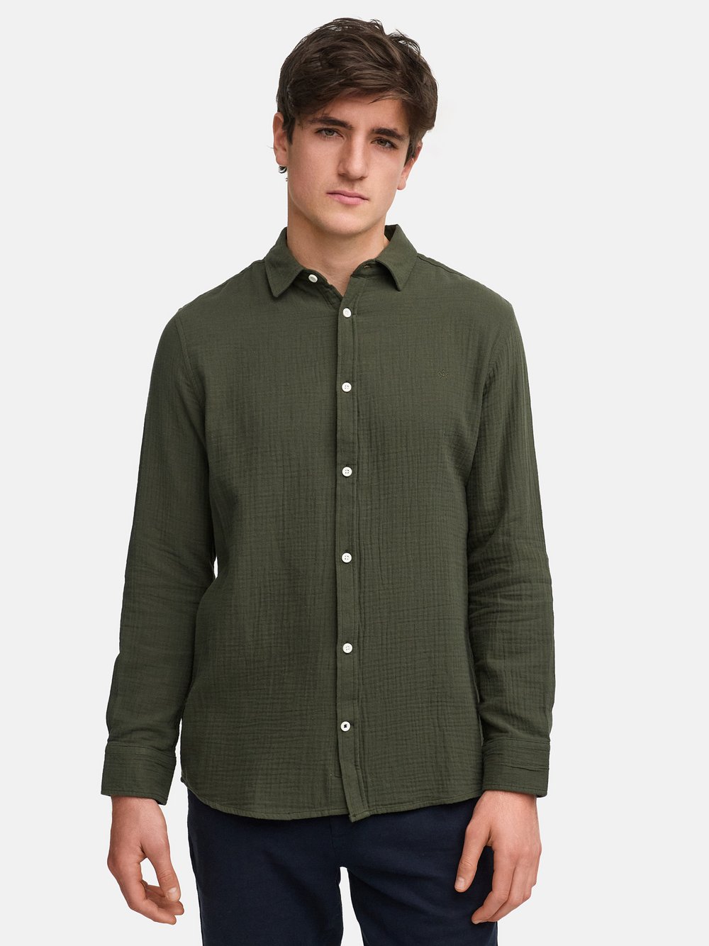 Kronstadt Hemd Langarm Herren Regular Fit Baumwolle grün, M