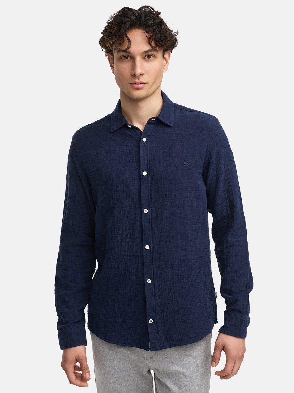 Thumbnail - Kronstadt Hemd Langarm Herren Regular Fit Baumwolle blau, L