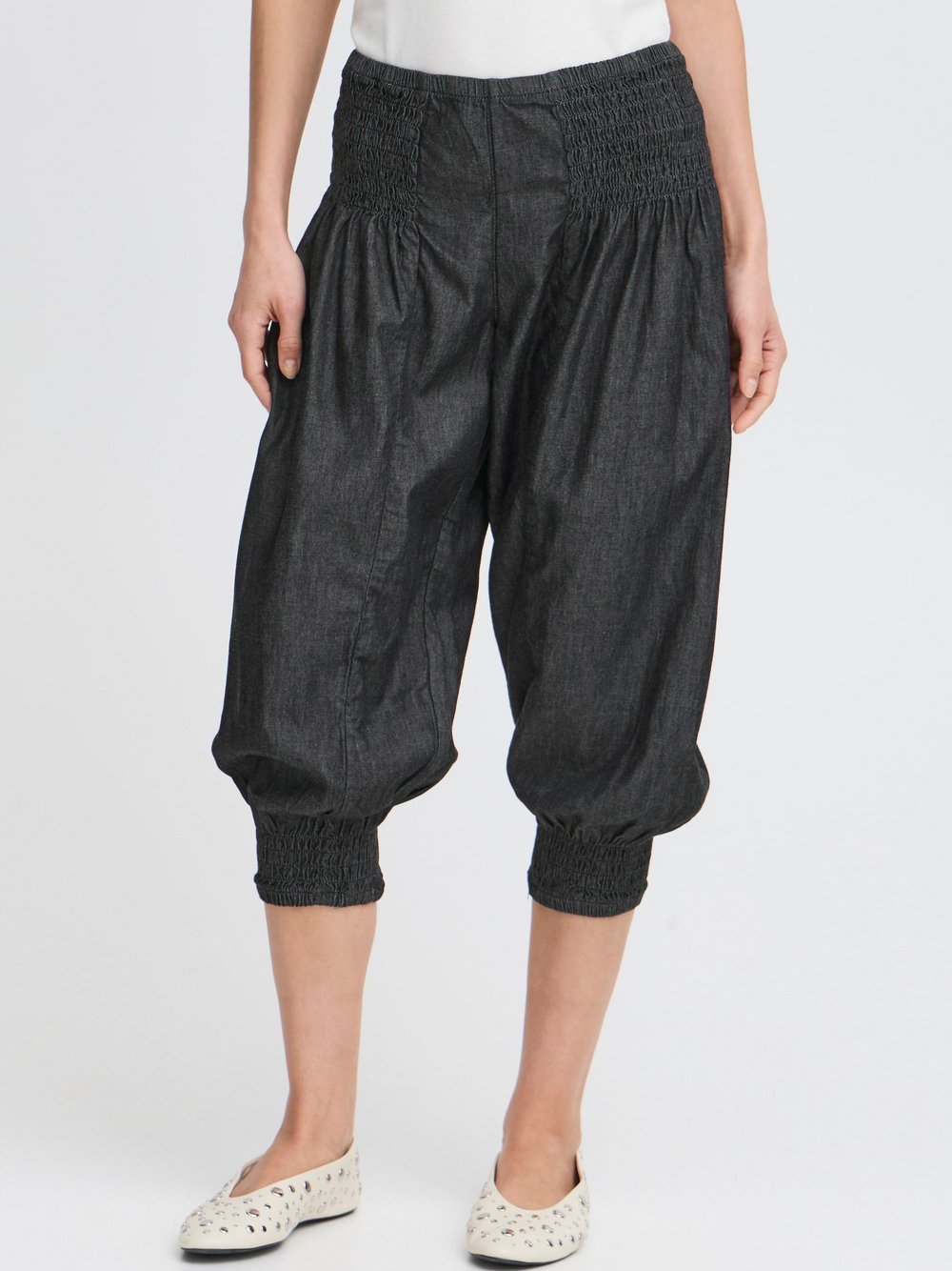 Thumbnail - PULZ Jeans Haremshose Damen Baumwolle schwarz meliert, M