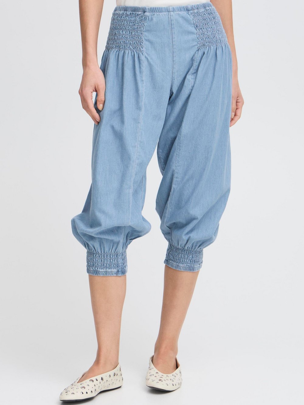 PULZ Jeans Haremshose Damen Baumwolle blau meliert, XXL