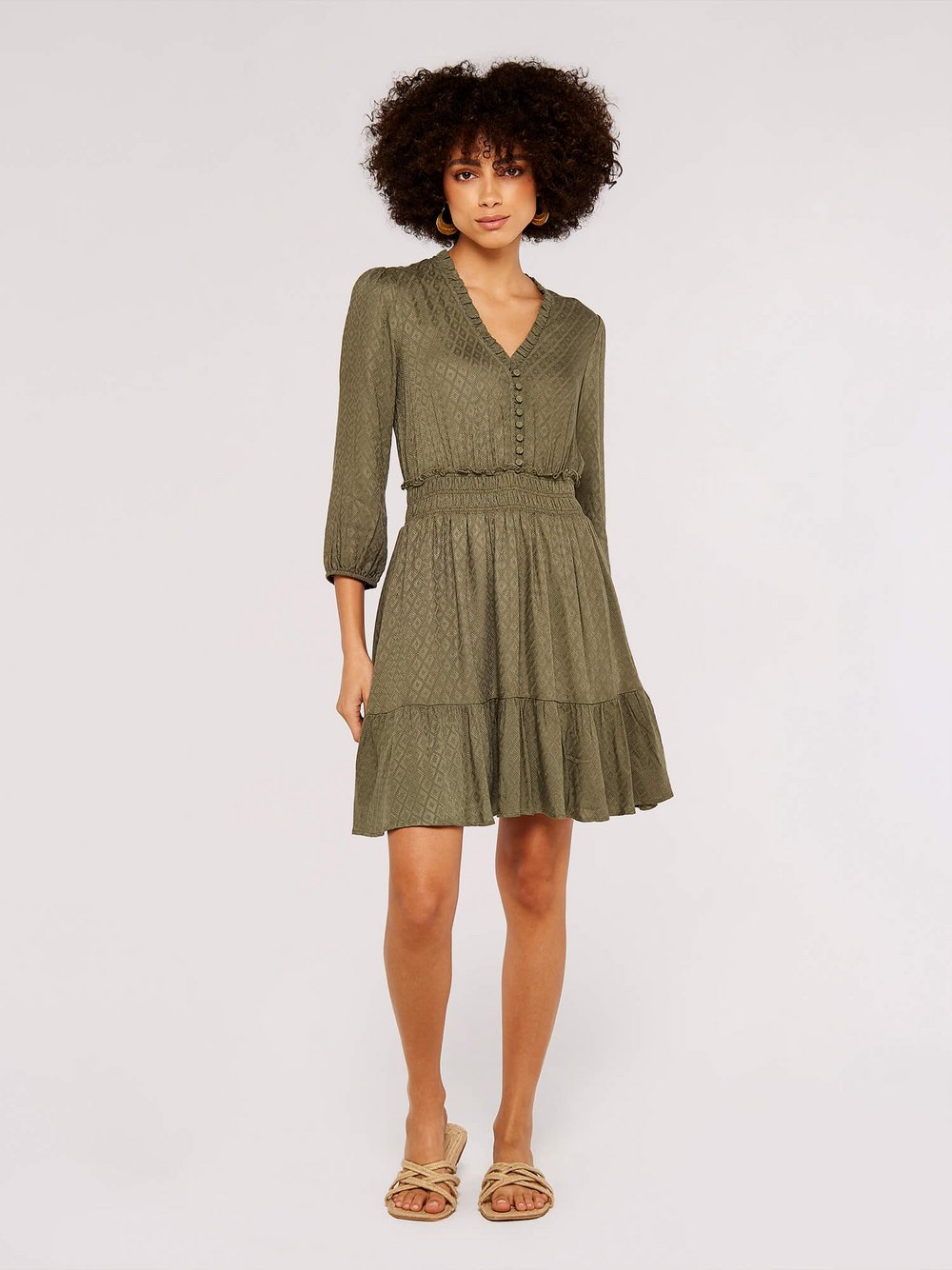 Thumbnail - Apricot Minikleid Damen grün strukturiert, 40