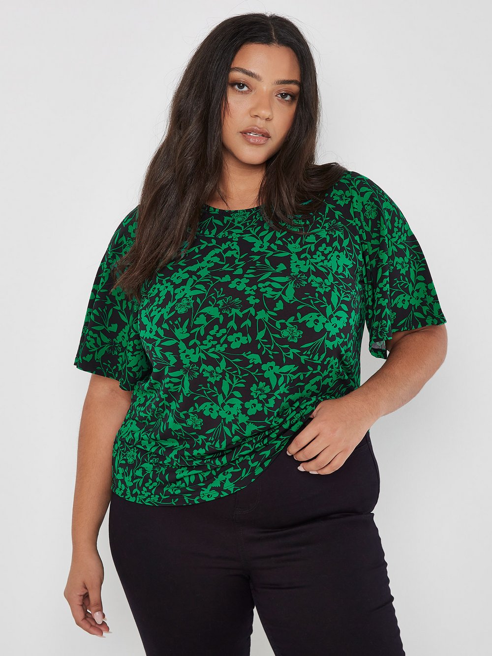 Apricot Bluse Damen schwarz gemustert, 44