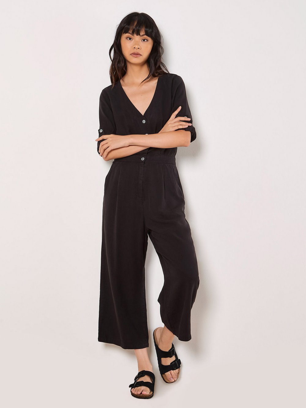 Apricot Jumpsuit Damen Lyocell schwarz, 34
