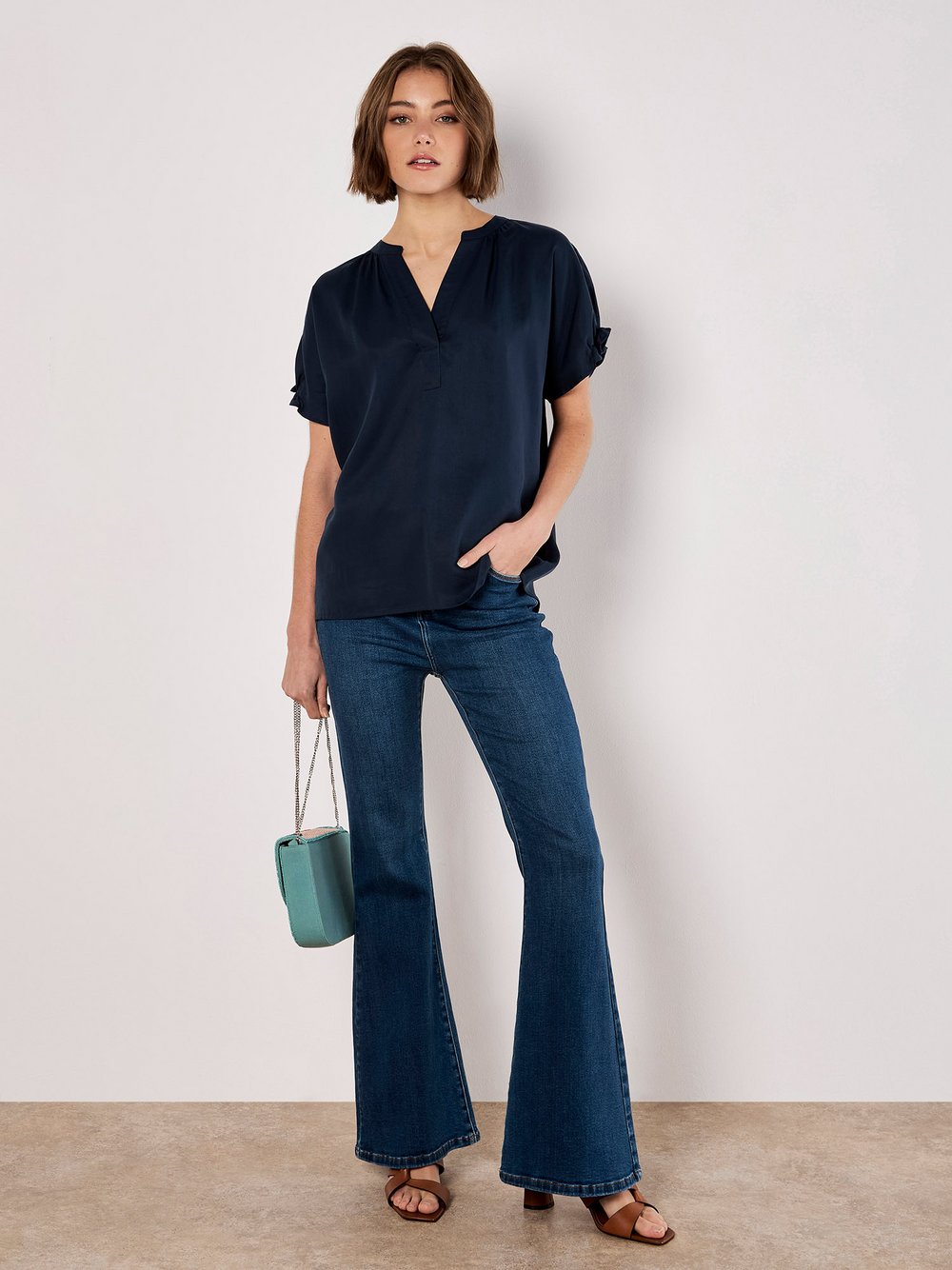 Apricot Bluse Damen Lyocell blau, 34