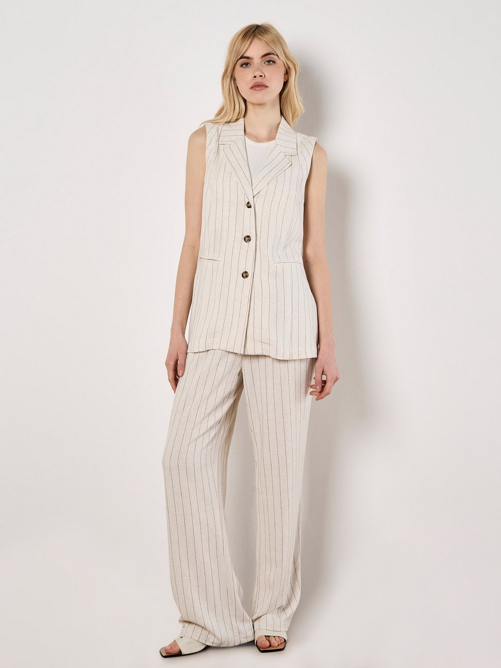 Apricot Hose Damen Viskose beige gestreift, 42