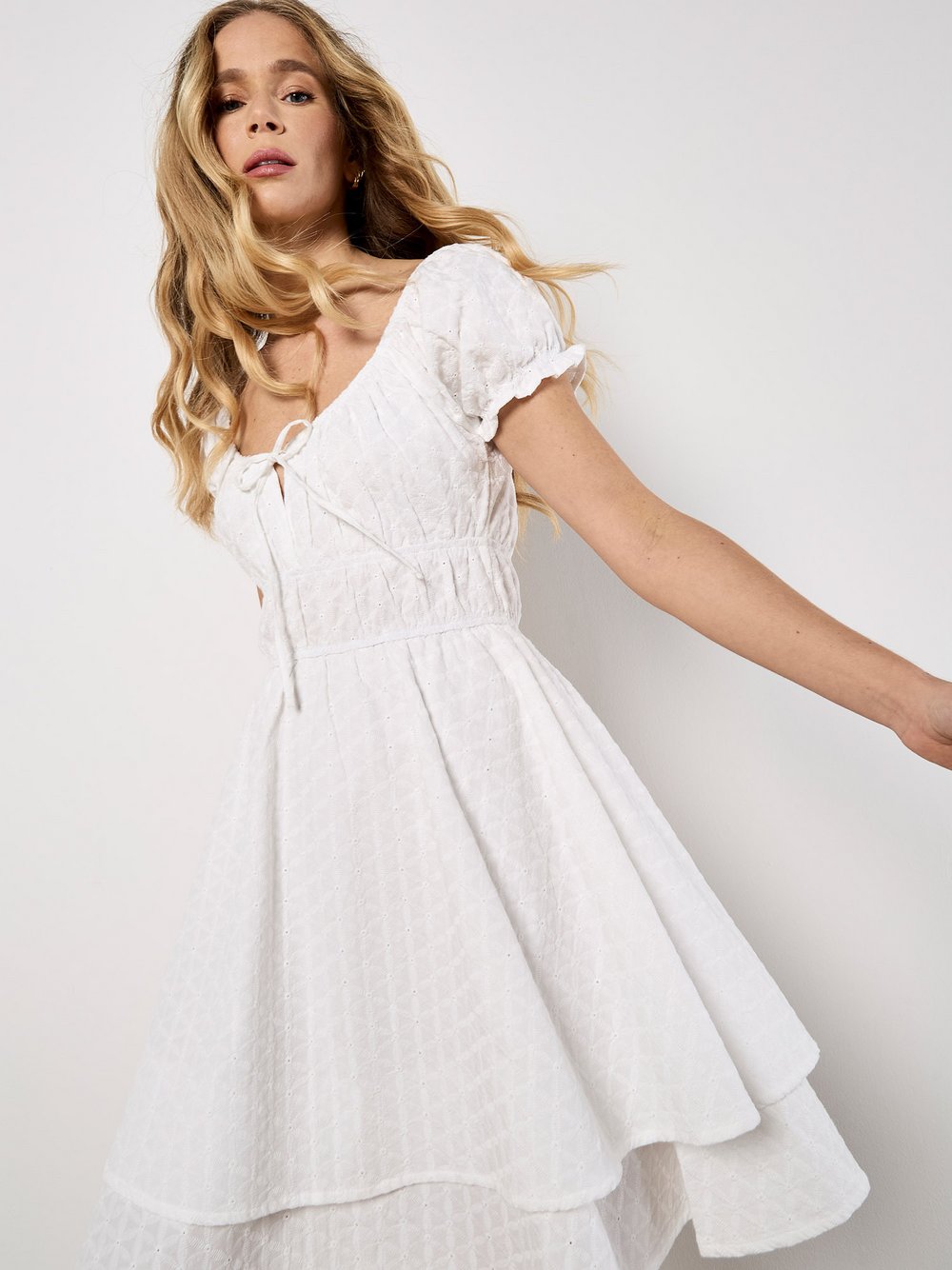 Apricot Minikleid Damen Baumwolle weiß, 34